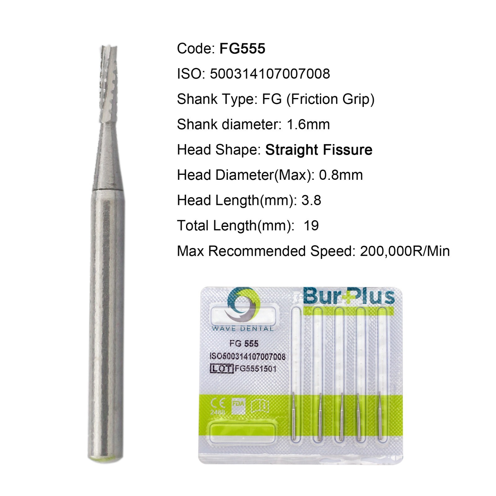 Wave Dental Carbide Burs 25mm Surgical FG SURG 557 557L Friction Grip FG 19mm