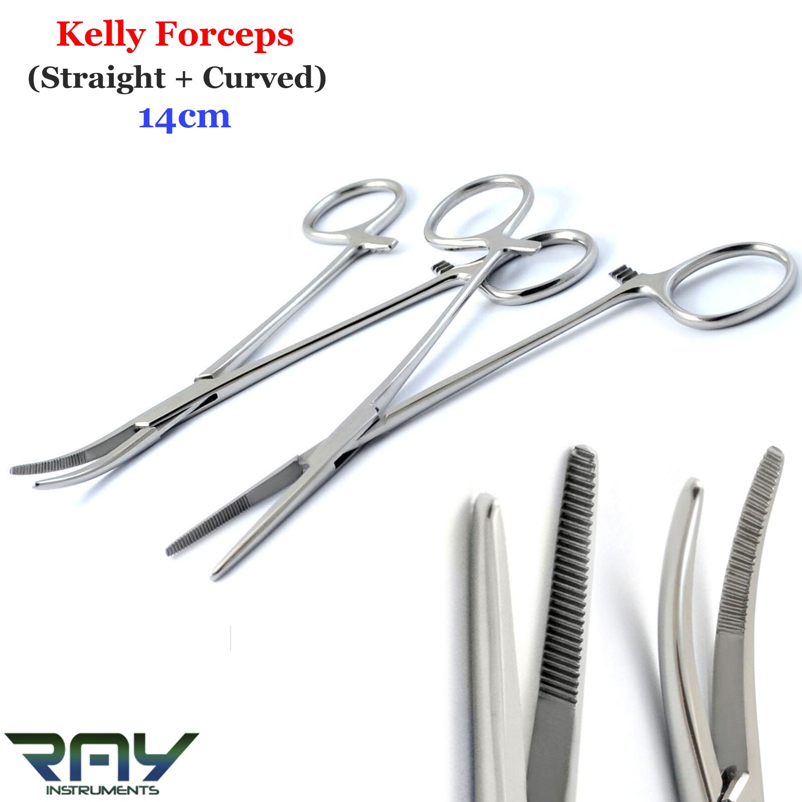 Kelly Hemostat Locking Forceps Straight Curved 14cm Surgical Clamps Dissection