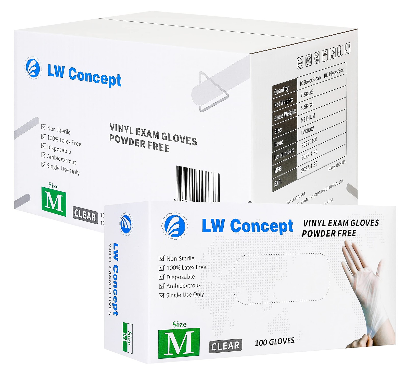 Clear Vinyl Exam Gloves for Medical/Food Safe/Cooking/Cleaning/Handling Use M…
