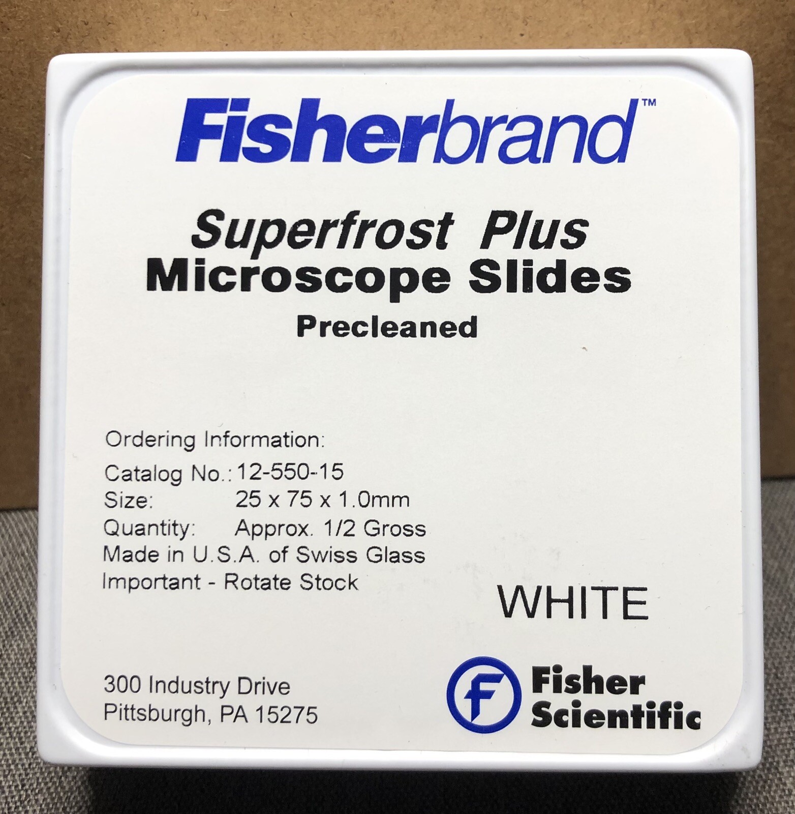 1/2 Gross Fisherbrand Superfrost Plus Microscope Slides White 12-550-15