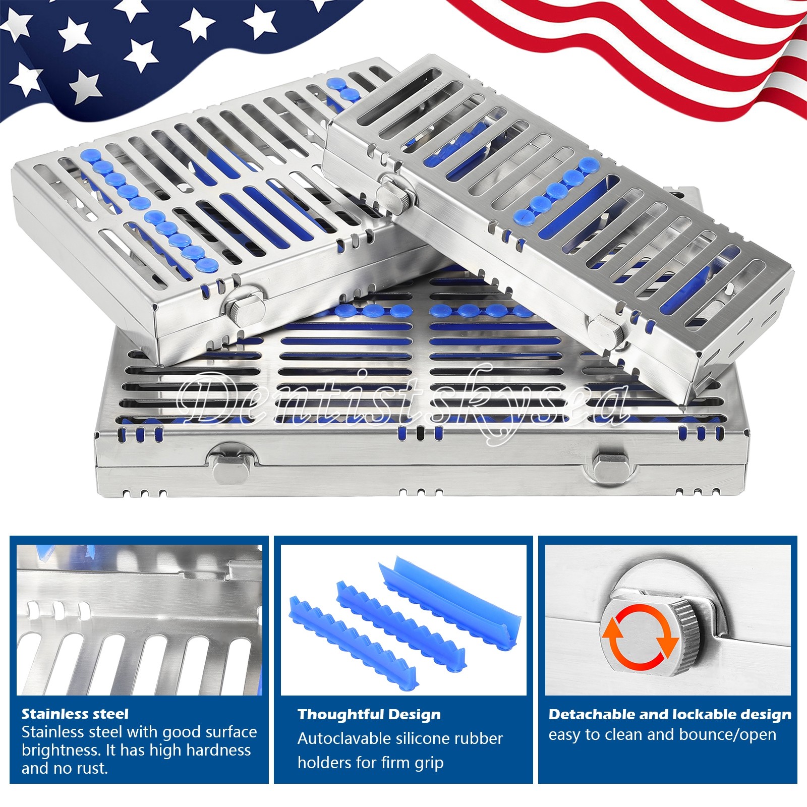 Dental Sterilization Cassettes Autoclave Racks Box Surgical Lab Instruments