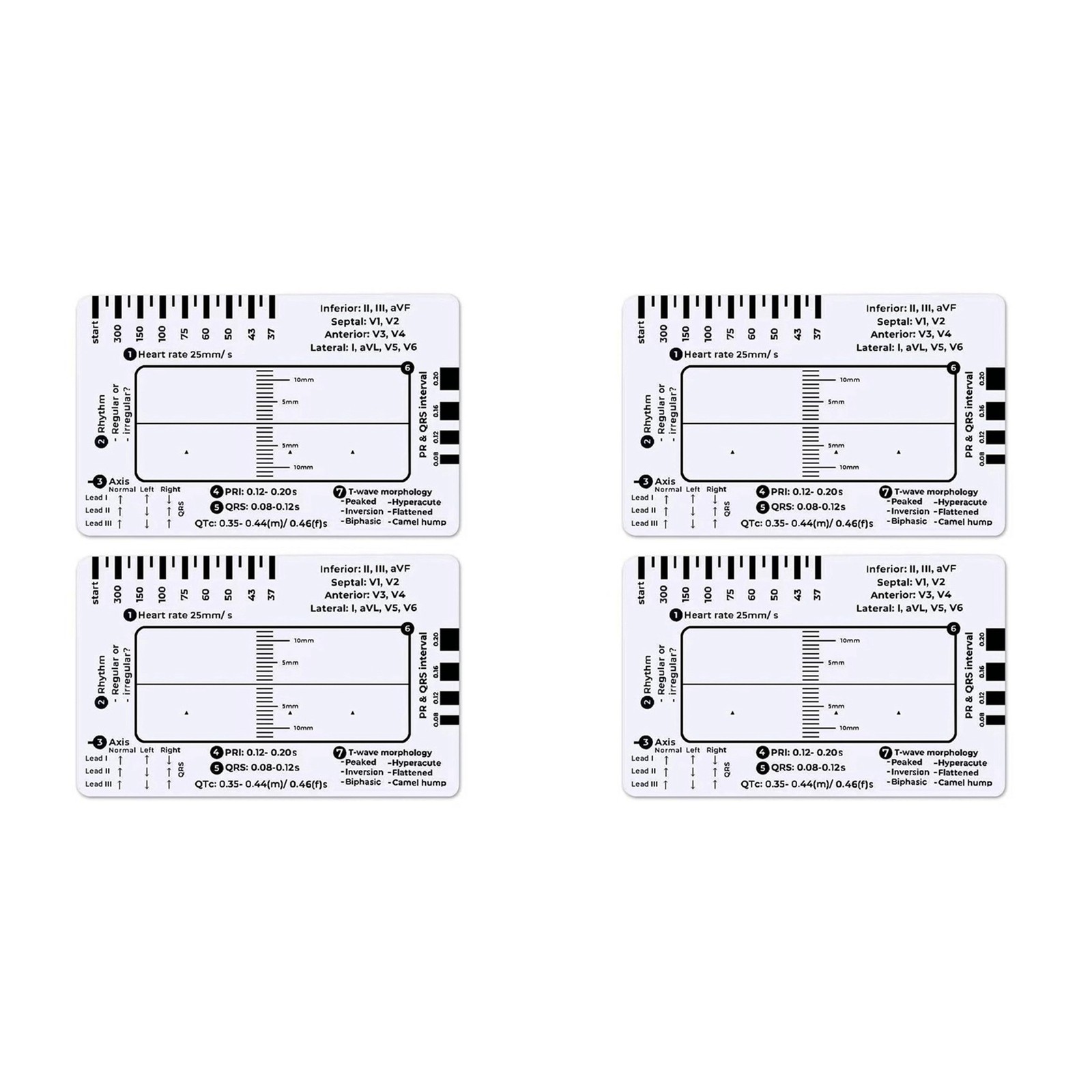 4pcs ECG 7 Step Ruler,ECG 7 Step Ruler for ECG/EKG Interpretation,ECG8766