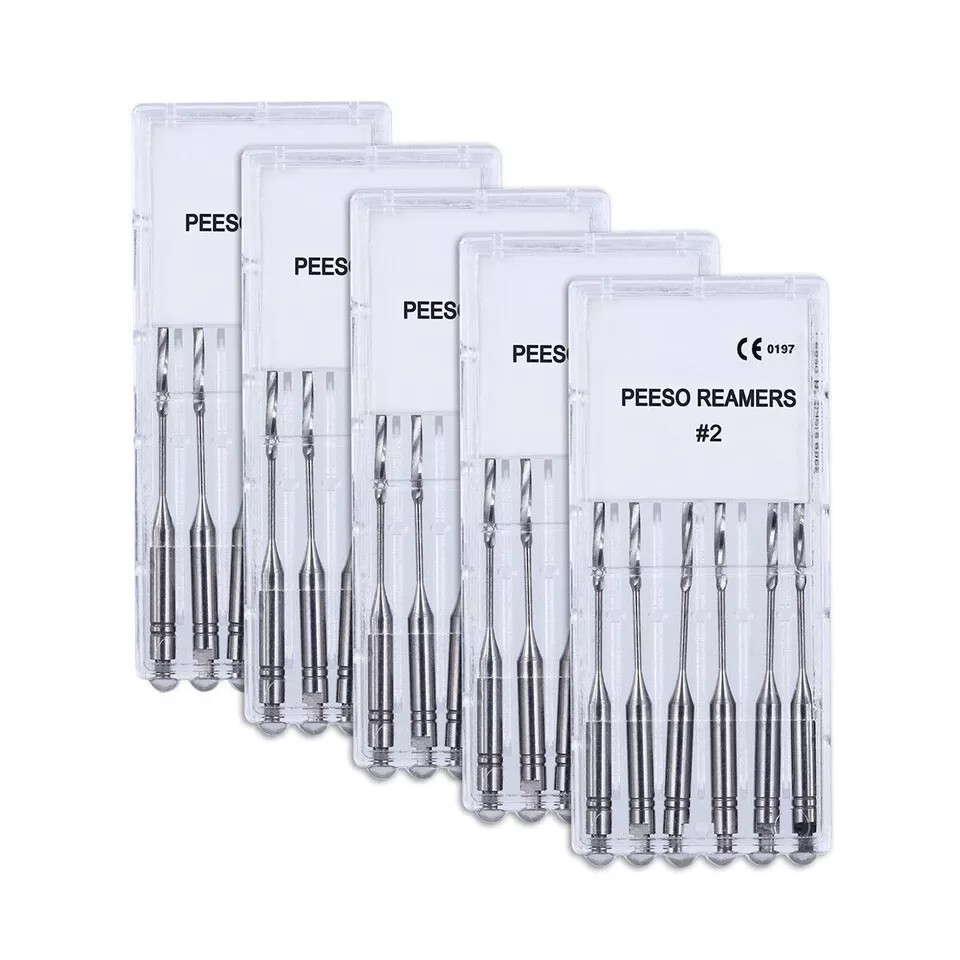 6 Pcs Dental Peeso Reamers Endodontic Stainless Steel Endo Root Canal File Burs