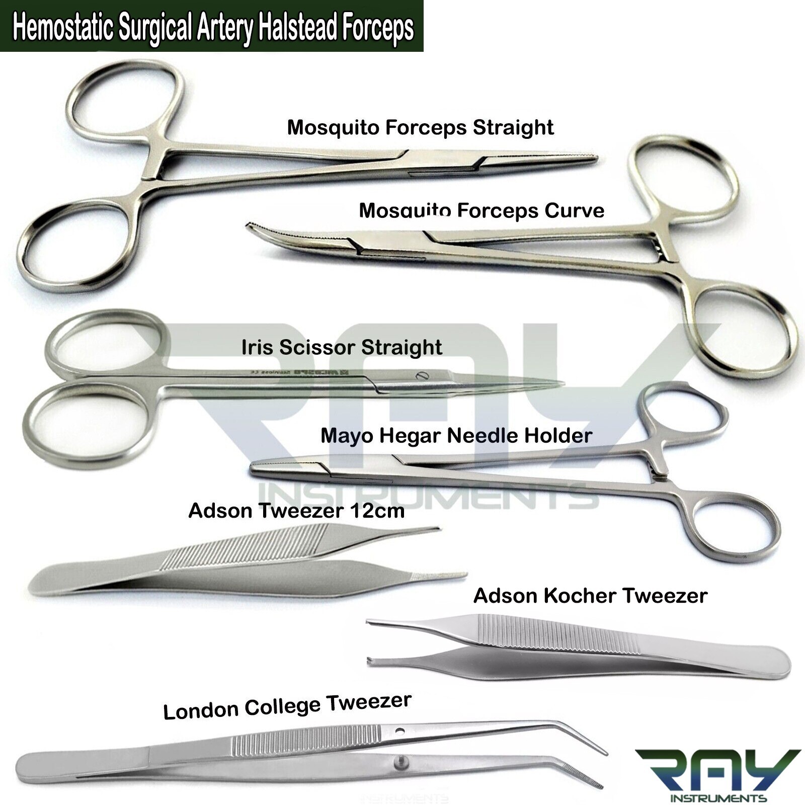 Hemostatic Surgical Artery Halstead Forceps Atraumatic Tissue Pliers Scissors CE