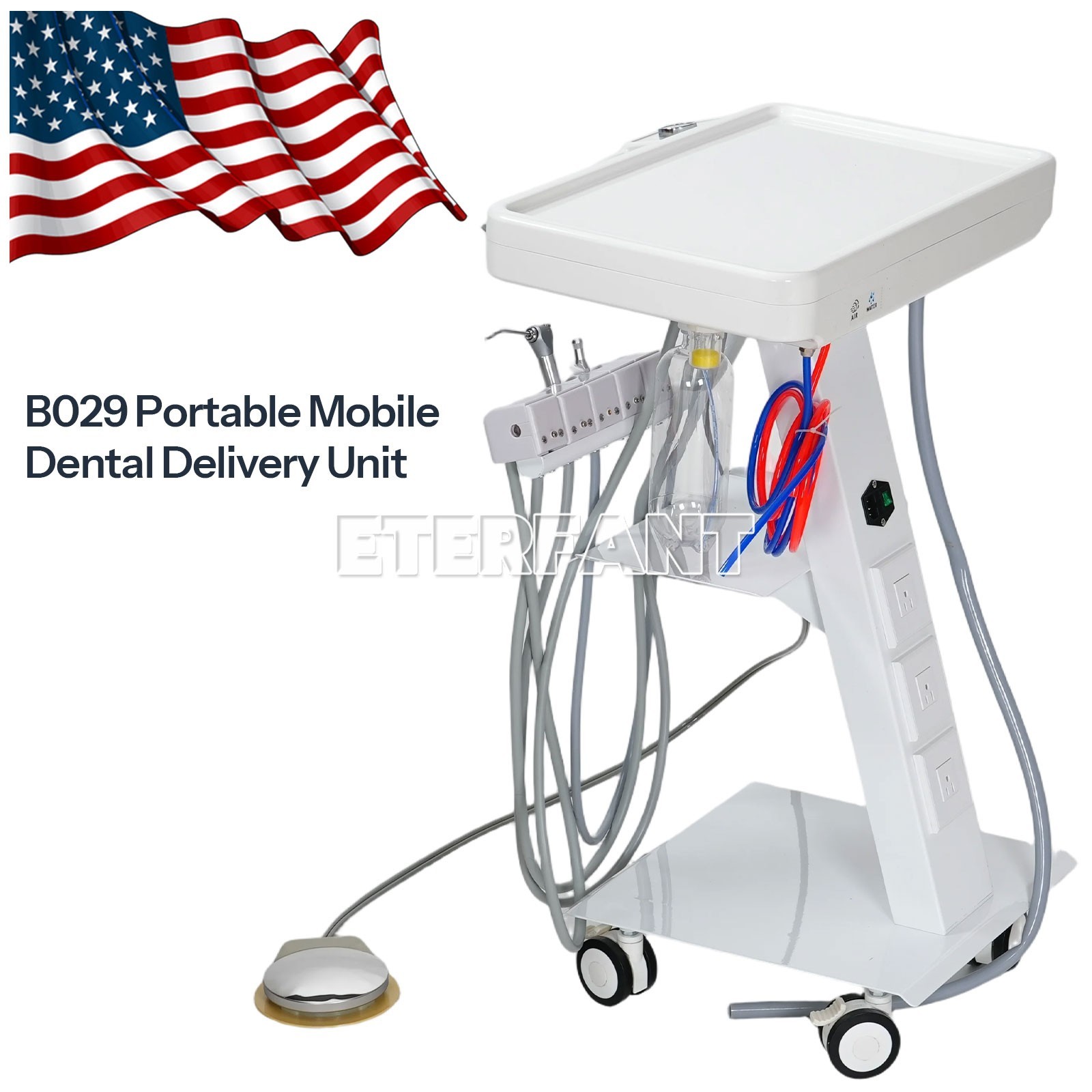 Dental Delivery Unit System with Air Compressor 4 Holes/Portable Suction Cart