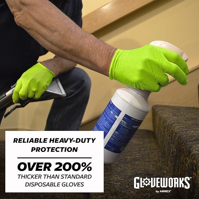 GLOVEWORKS GREEN NITRILE GLOVES LARGE GWGN46100