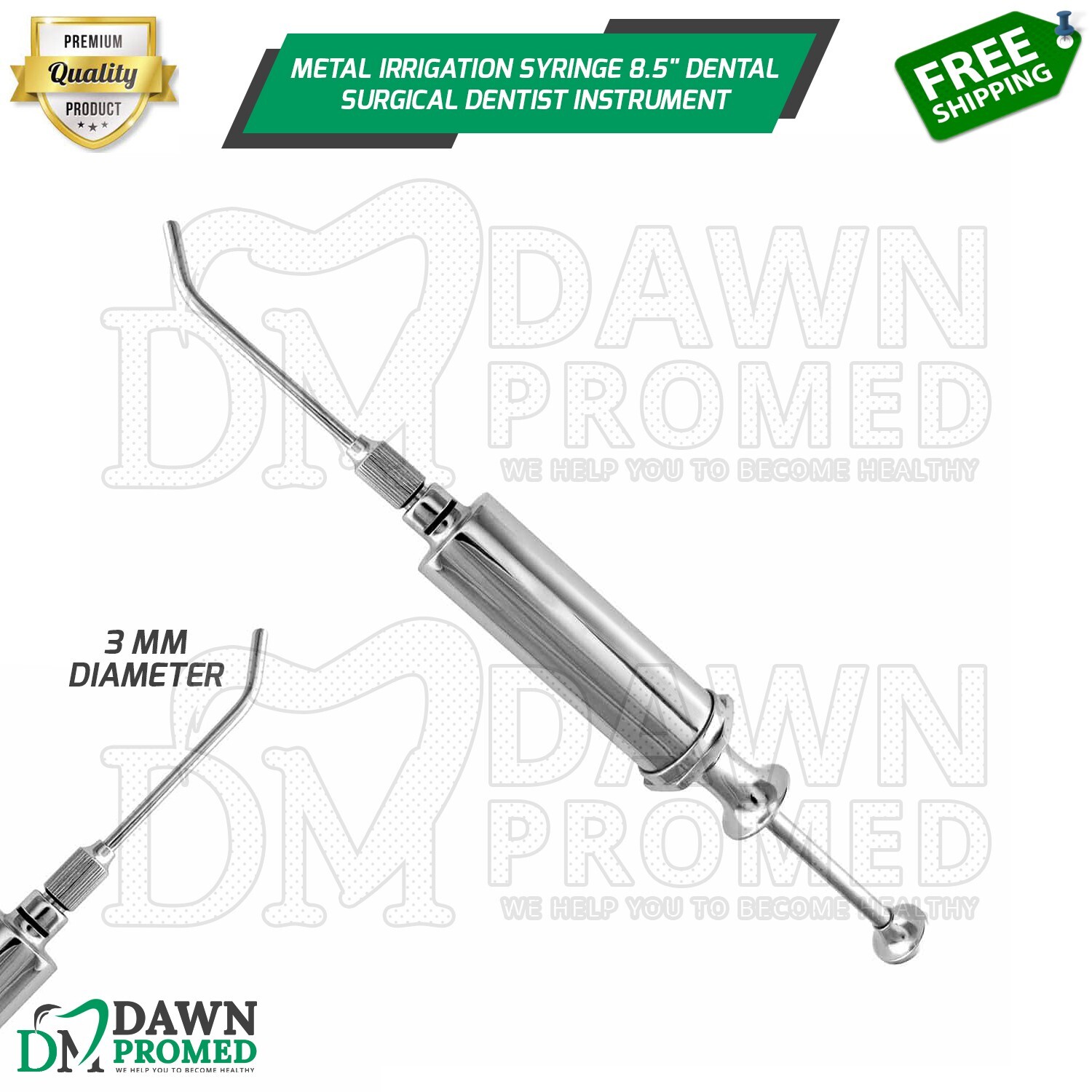 Metal Irrigation Syringe 8.5″ Dental Surgical Dentist Instrument German Grade