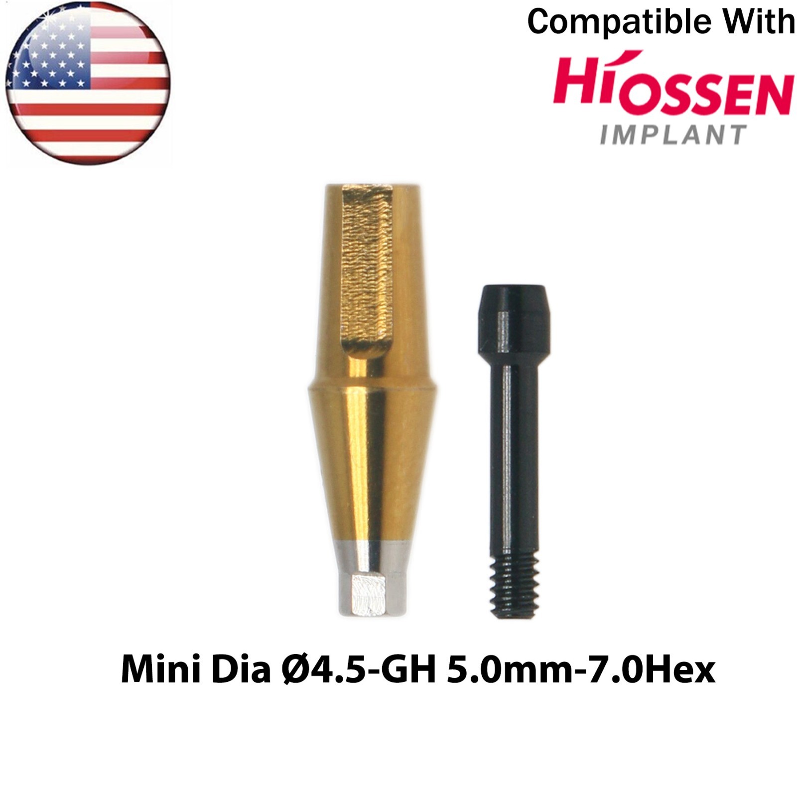 US Dental Titanium Straight Transfer Abutment Mini Ø4.5mm Fits Hiossen Osstem TS