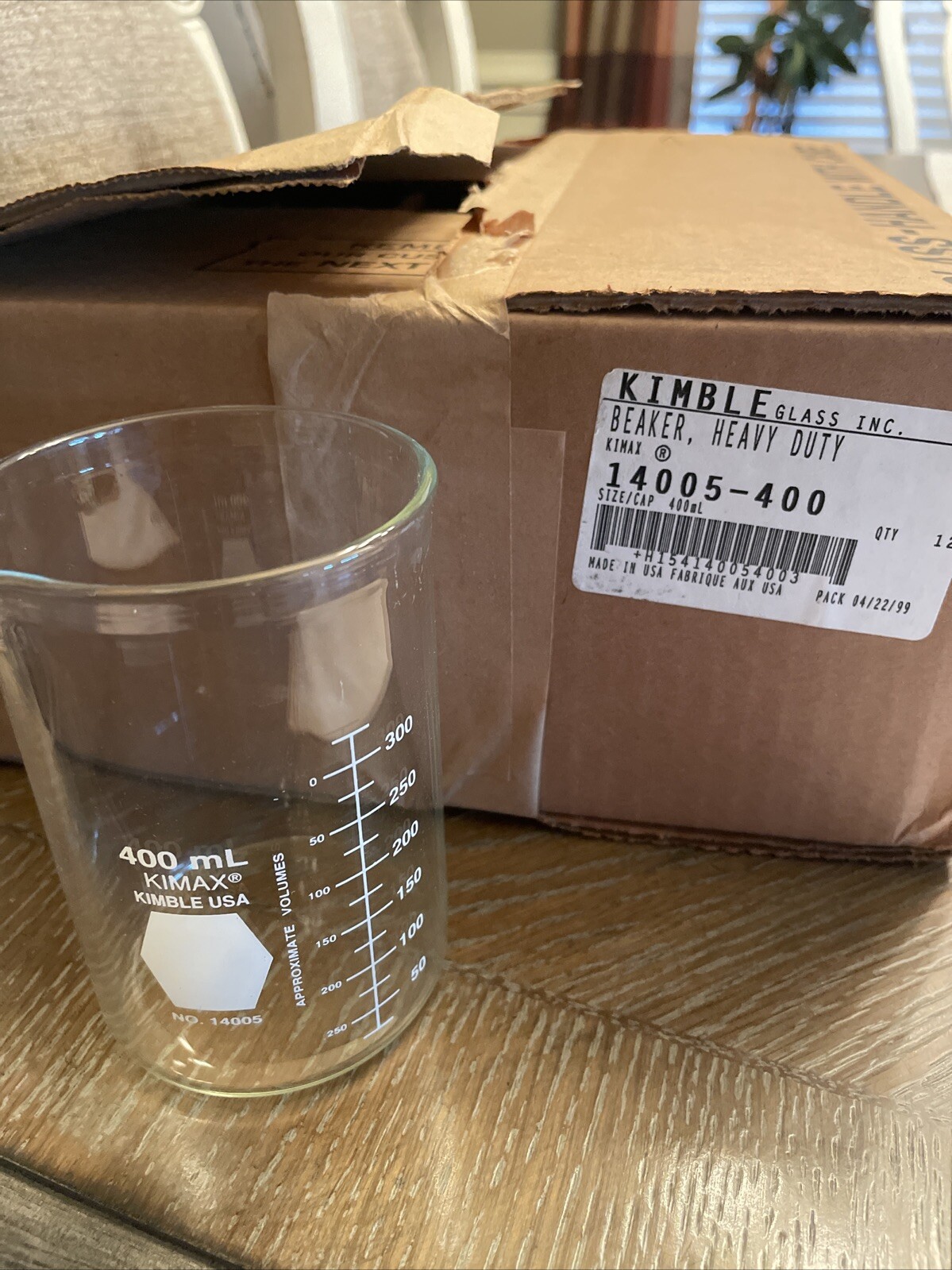 KIMAX 14005-400 Borosilicate Glass Heavy-Duty Low Form Beaker, 400ml case of 12