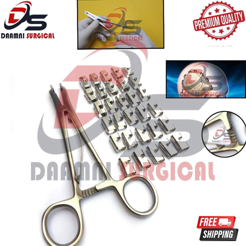 Raney Scalp Clip Applicator Plus Clips of 30 Pcs Surgical Orthopedic Instruments