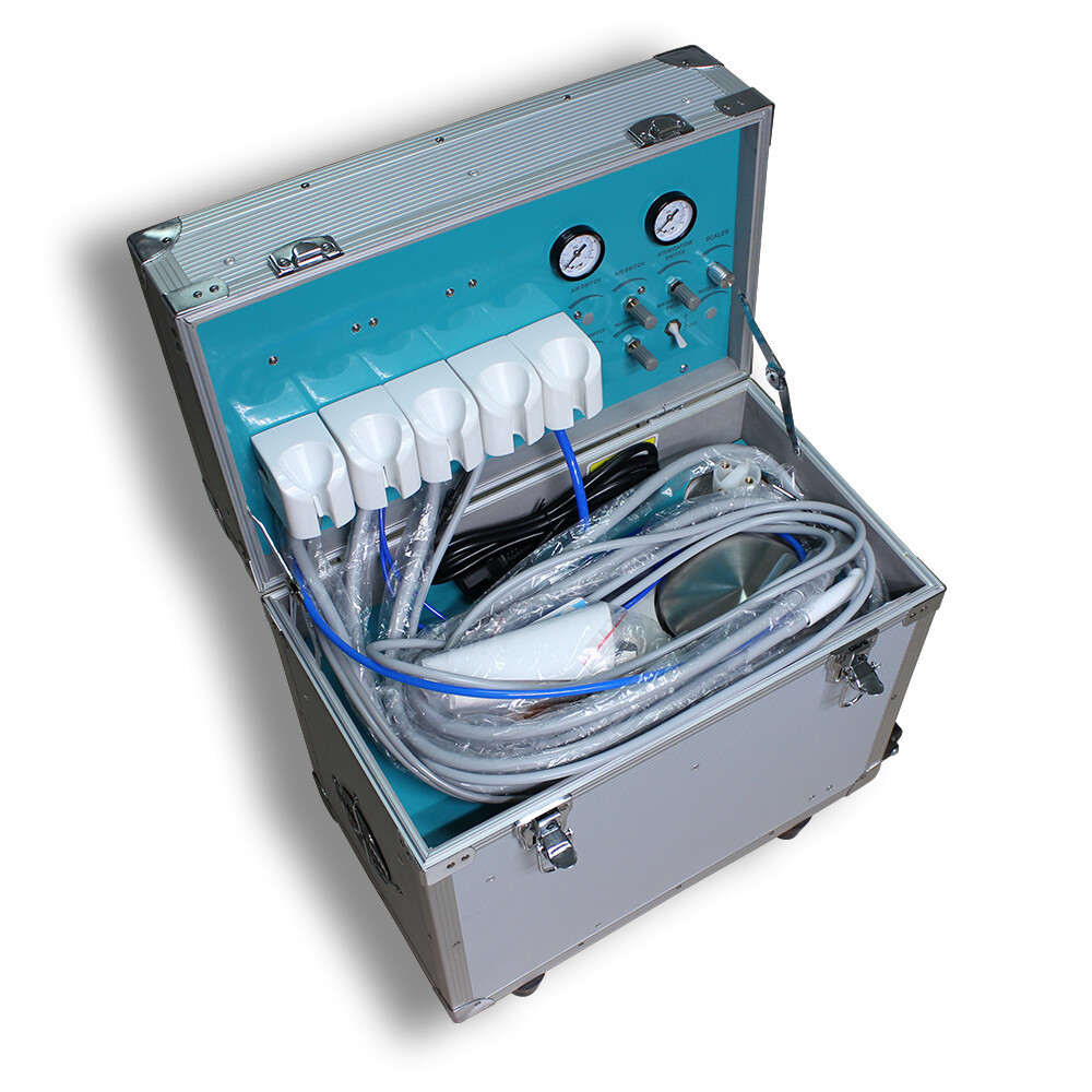 Portable Dental Mobile Delivery Unit Rolling Box Air Compressor Suction 4 Hole