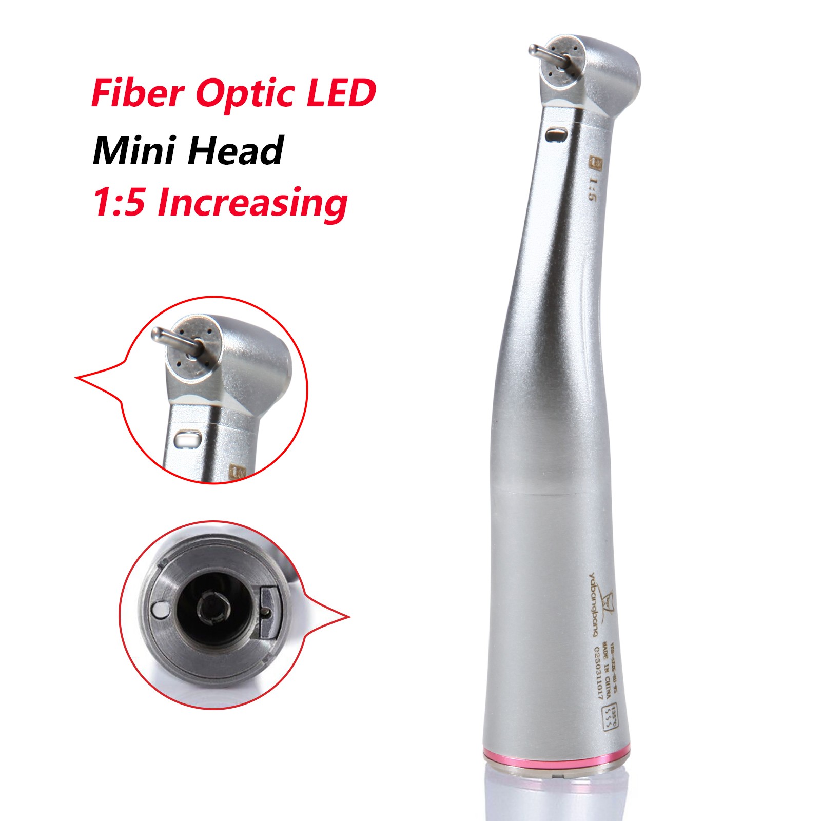 Dental 1:5 Increasing Handpiece Contra Angle LED Fit KAVO NSK Electric Motor CE