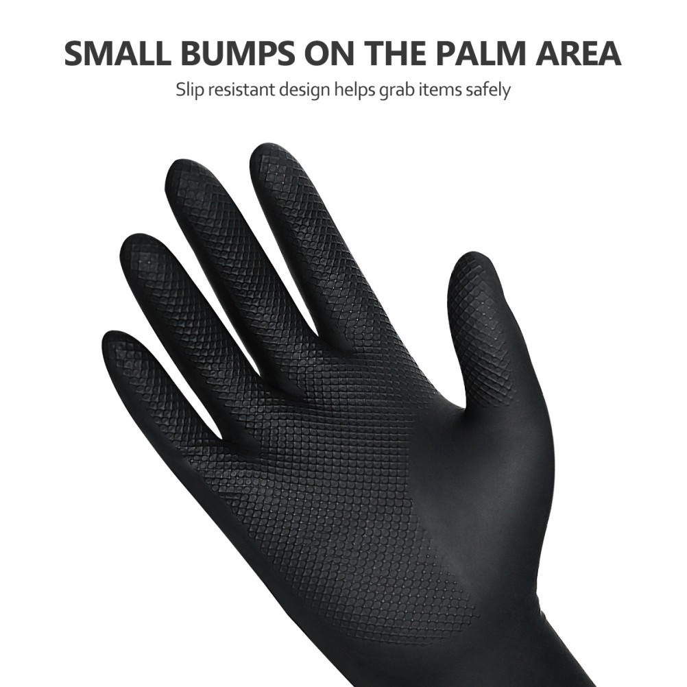 Black Reusable Latex Gloves for Salon Hair Color Dye and Daily Use Medium Size
