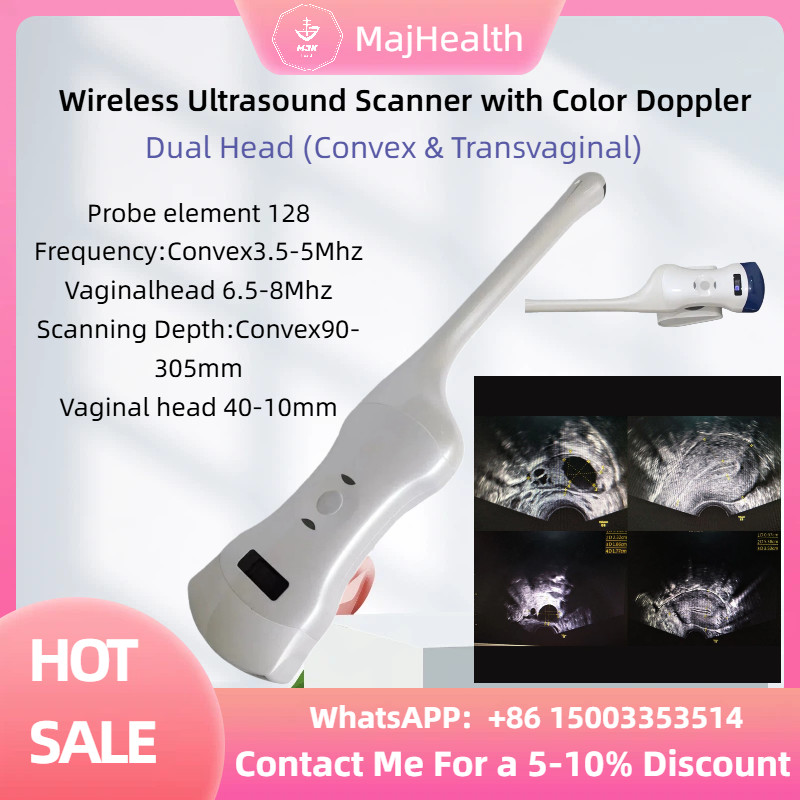 Wireless Ultrasound Scanner-Dual Head (Convex & Transvaginal) with Color Doppler
