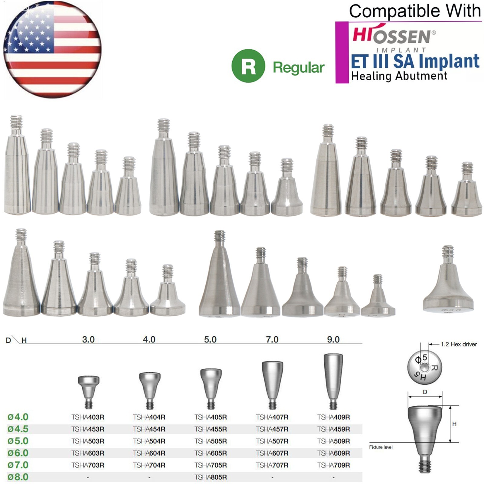 US Dental Healing Abutment Caps Regular Cover Screw For Osstem Hiossen ET