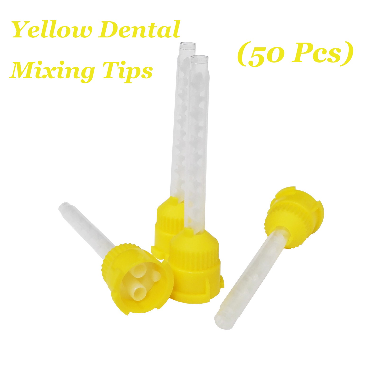 Dental Impression Mixing Tips for Light Body – 50 pcs, Yellow – 4.2 mm 1:1 Ratio