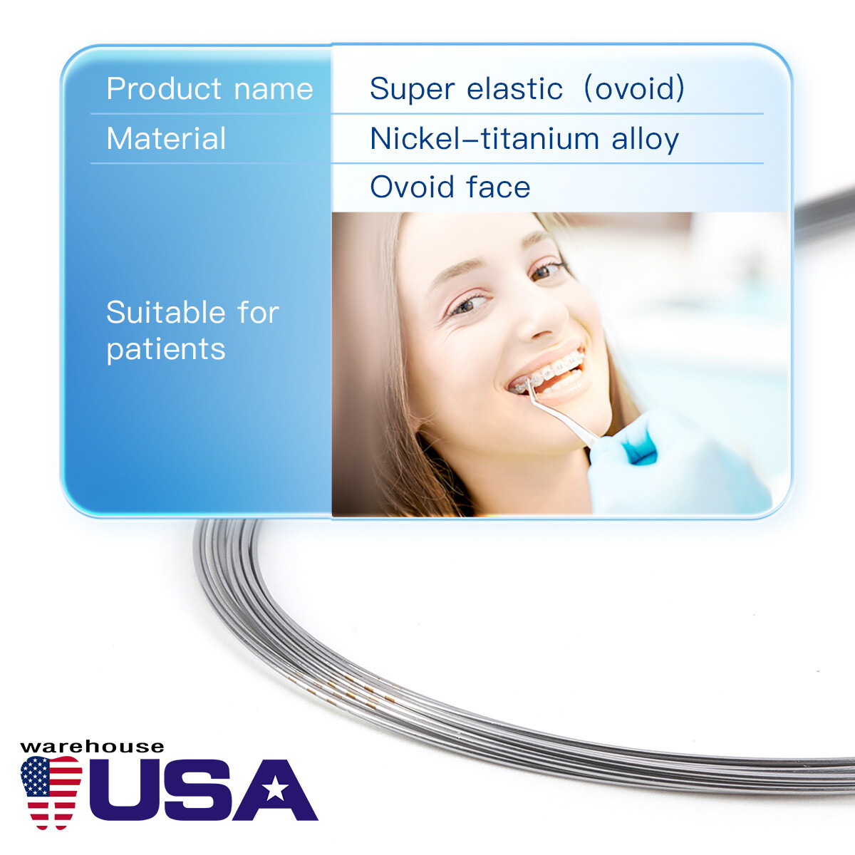 AZDENT Dental Orthodontic Elastic Niti Arch Wires Round /Metal Brackets Braces