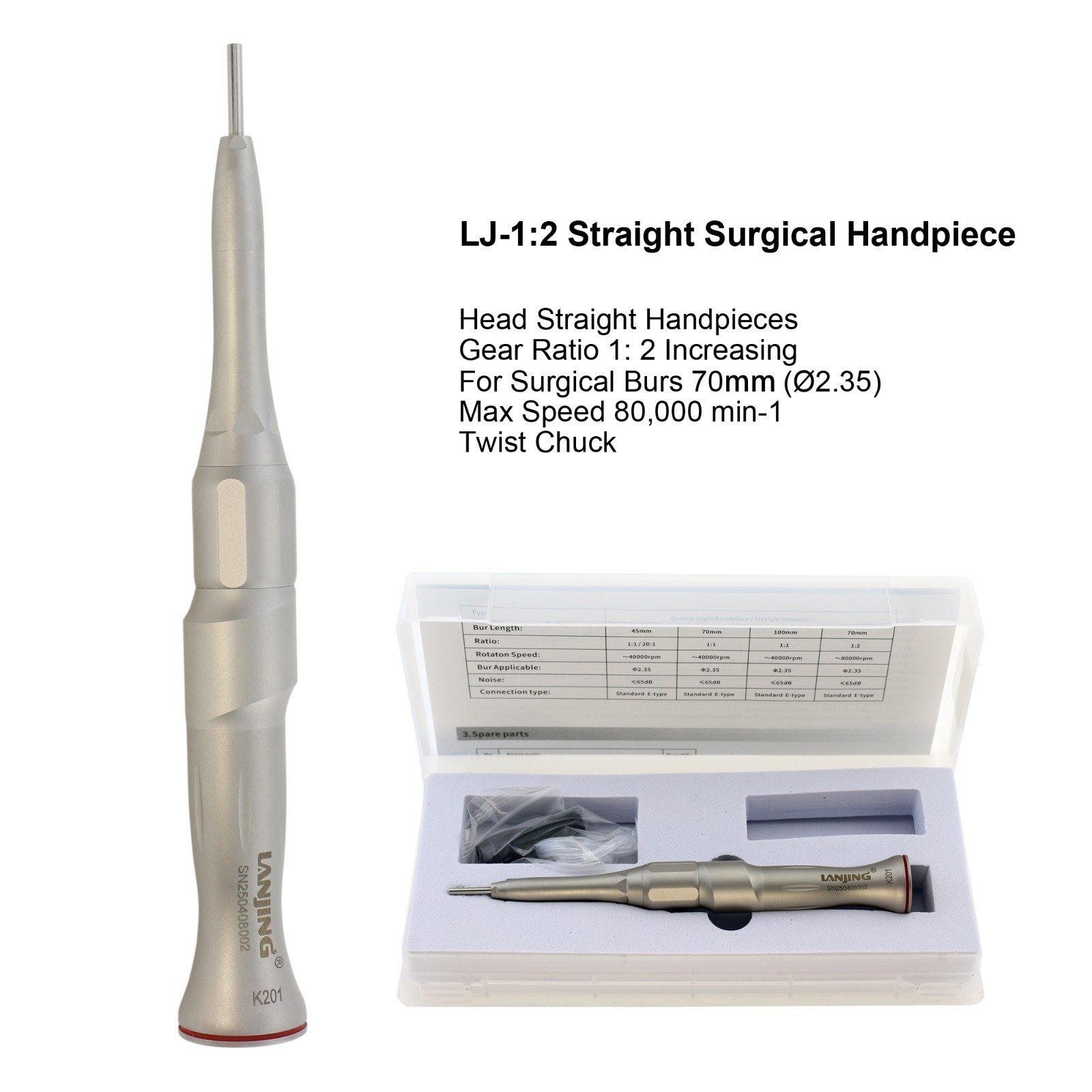 COXO Dental 20:1 Implant Contra Angle Surgical Handpiece Straight 1:1 1:2 20° 2S