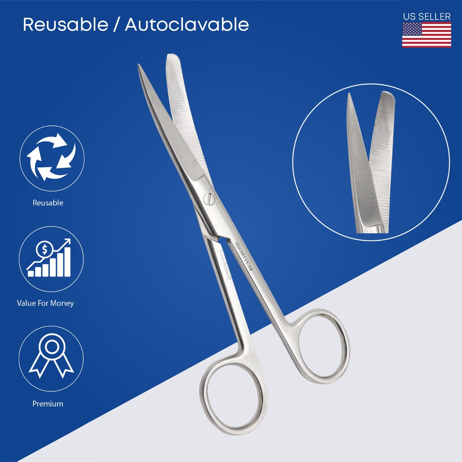 Surgical Operating Scissor Curved 145 mm Blunt/Sharp Surgical Instruments
