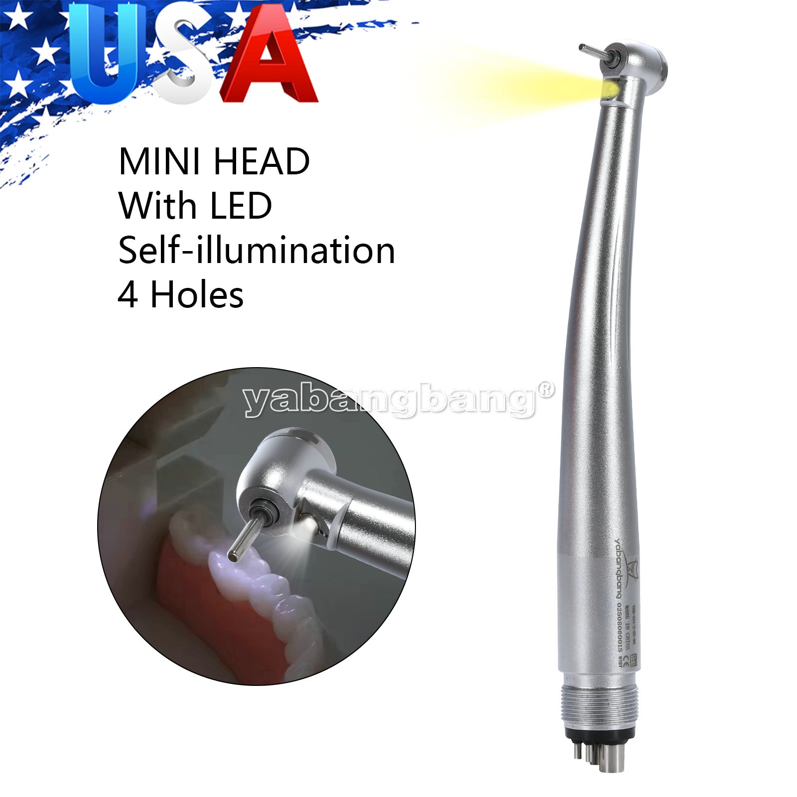 1-10 Dental E-generator LED Fiber Optic Handpiece 4Holes Mini Head Pediatric Kid