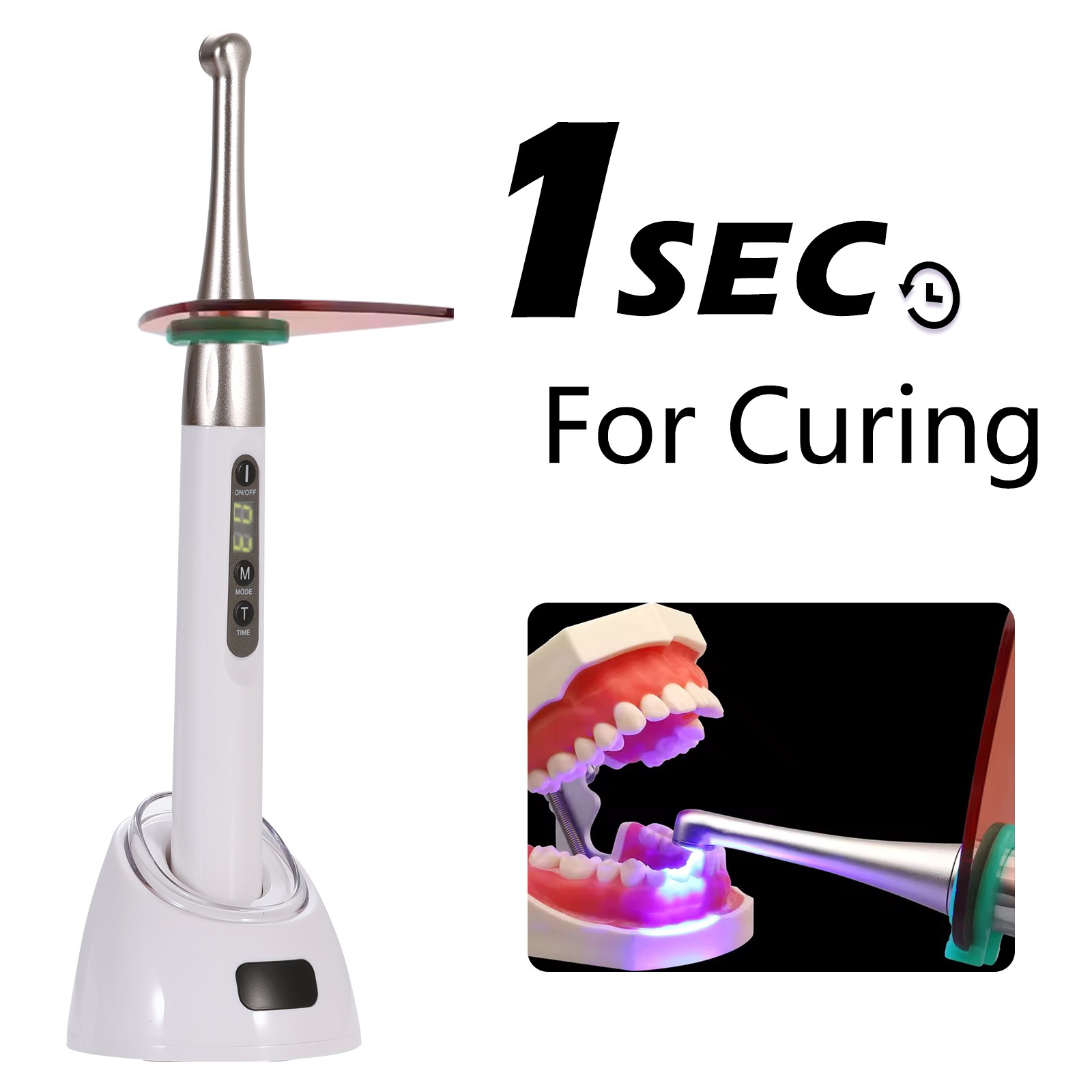 Cordless Dental LED Light Cur Lamp Metal Head 1S LED Curing Light Photopolymer