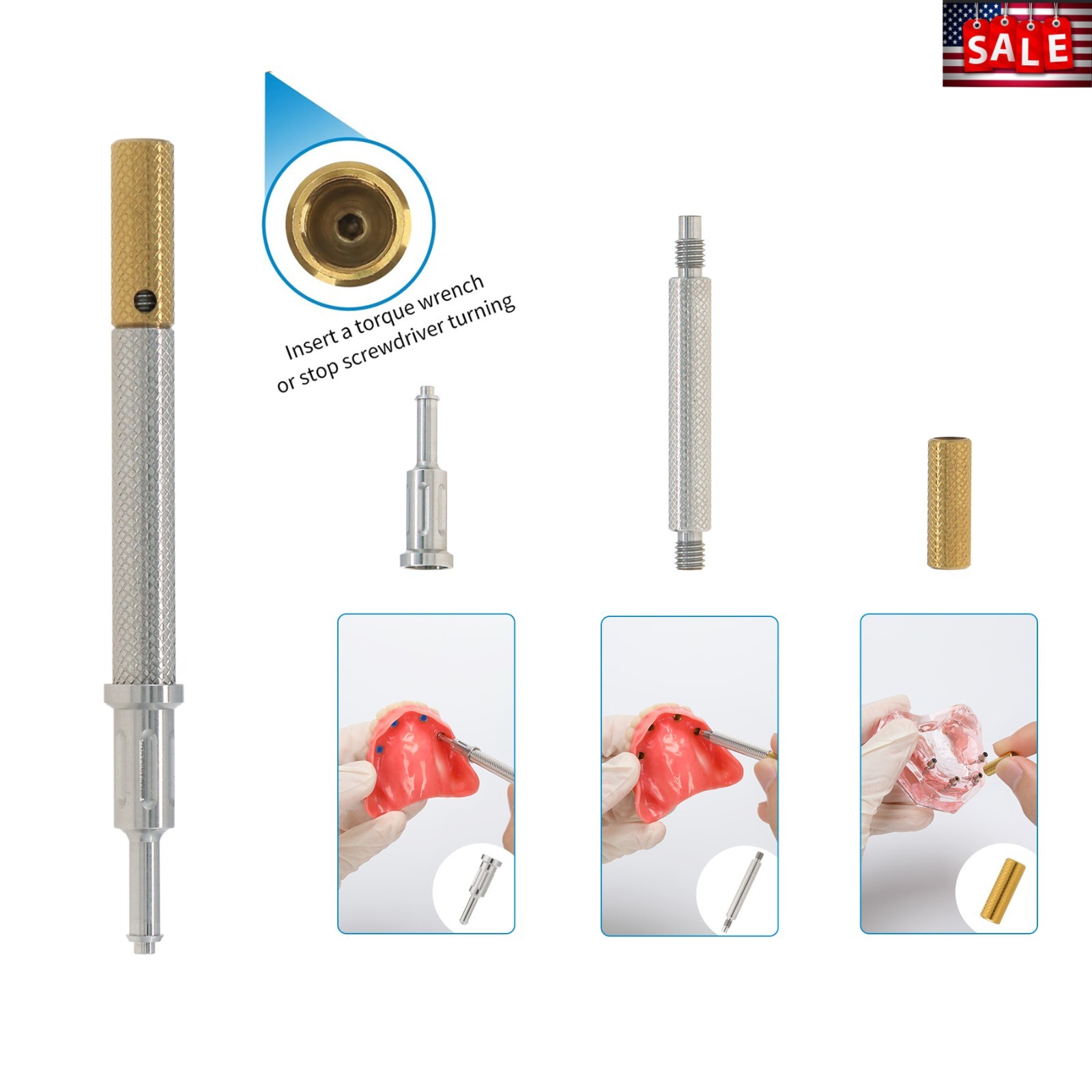 Dental Overdenture Locator Implant Male Cap Retention Inserts Kit PEEK Core Tool