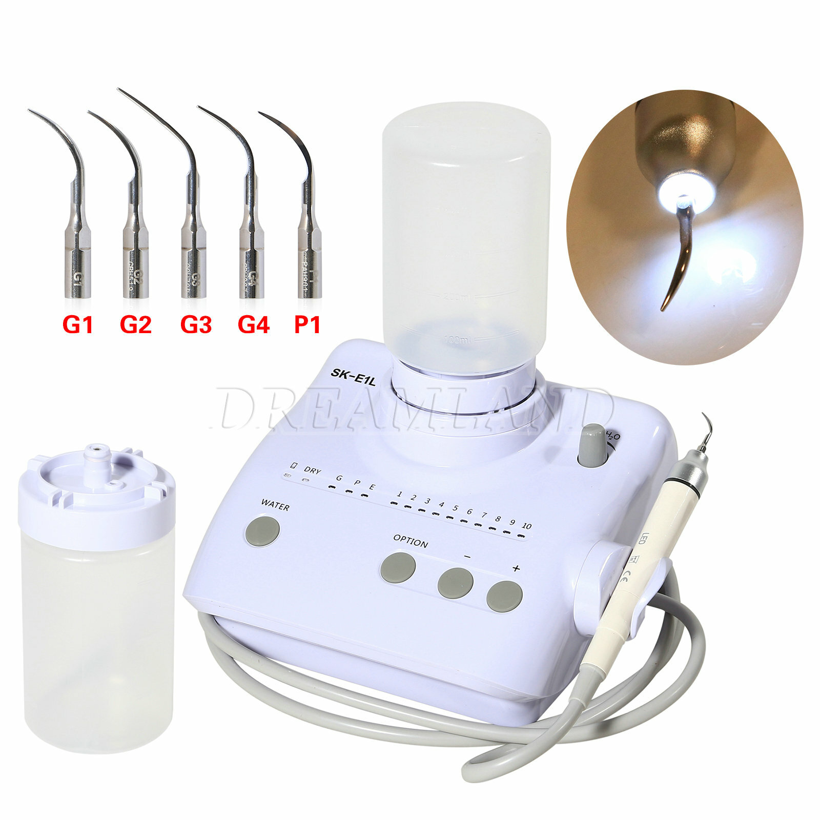 LED Dental Ultrasonic Scaler Piezo Fiber Optic Handpiece SKYSEA 2 Water Bottles