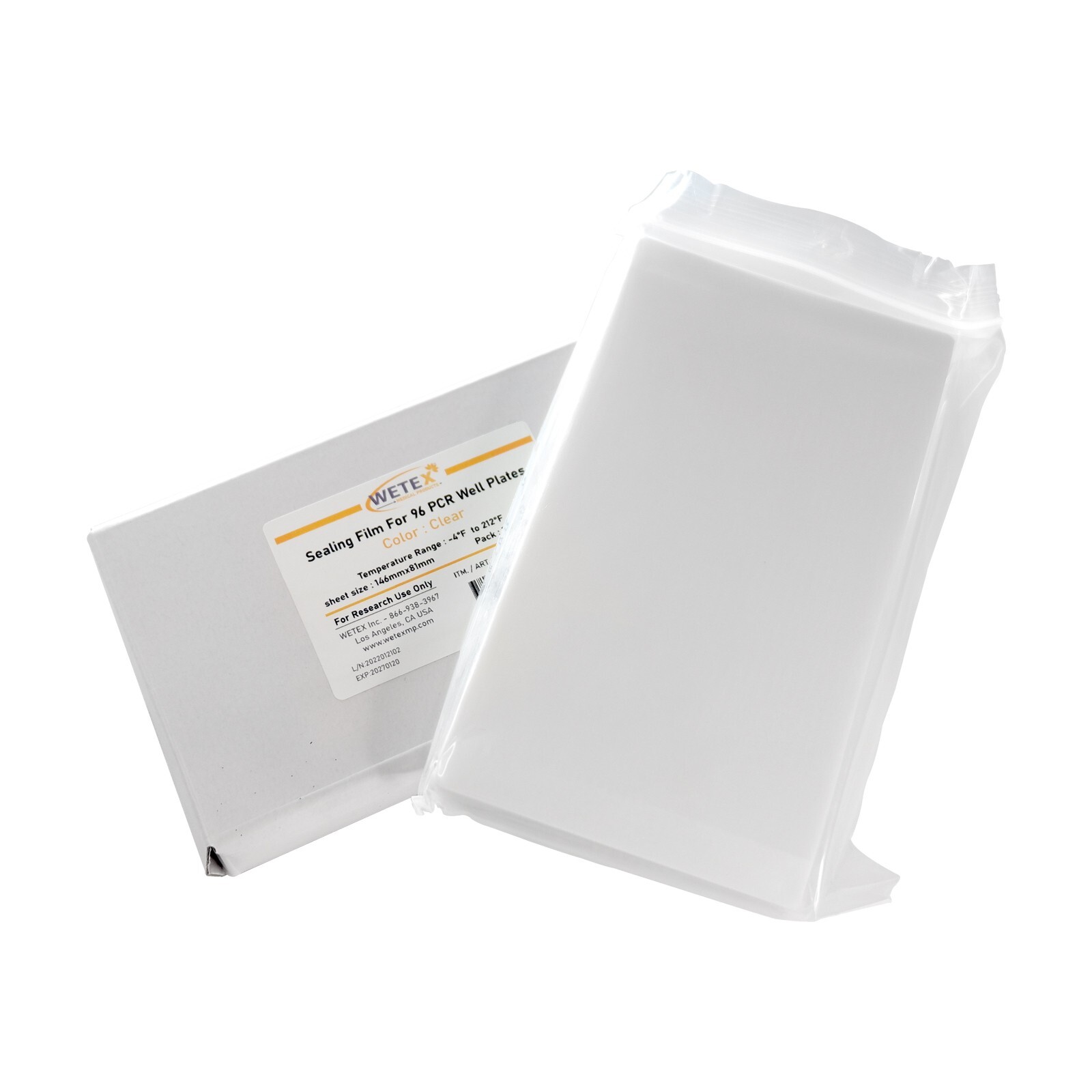 CLEAR UNIVERSAL FIT SEALING FILM: 100 SHEETS FOR PCR PLATE, EXP 1/27