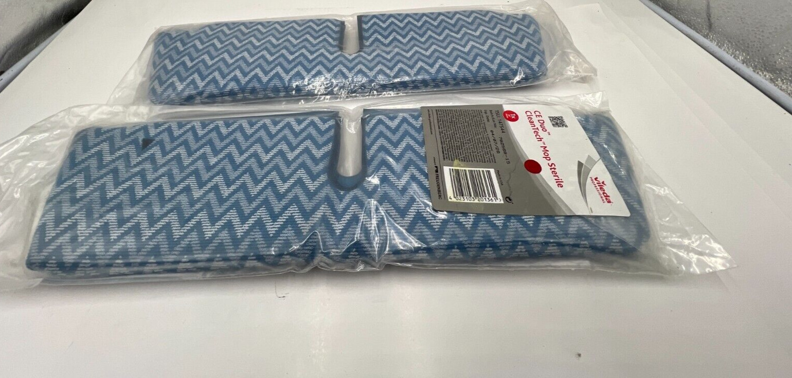 (QTY 2) Vileda 147544 CE Duo CleanTech Sterile 2-Sided Laminated Mop 19.7”