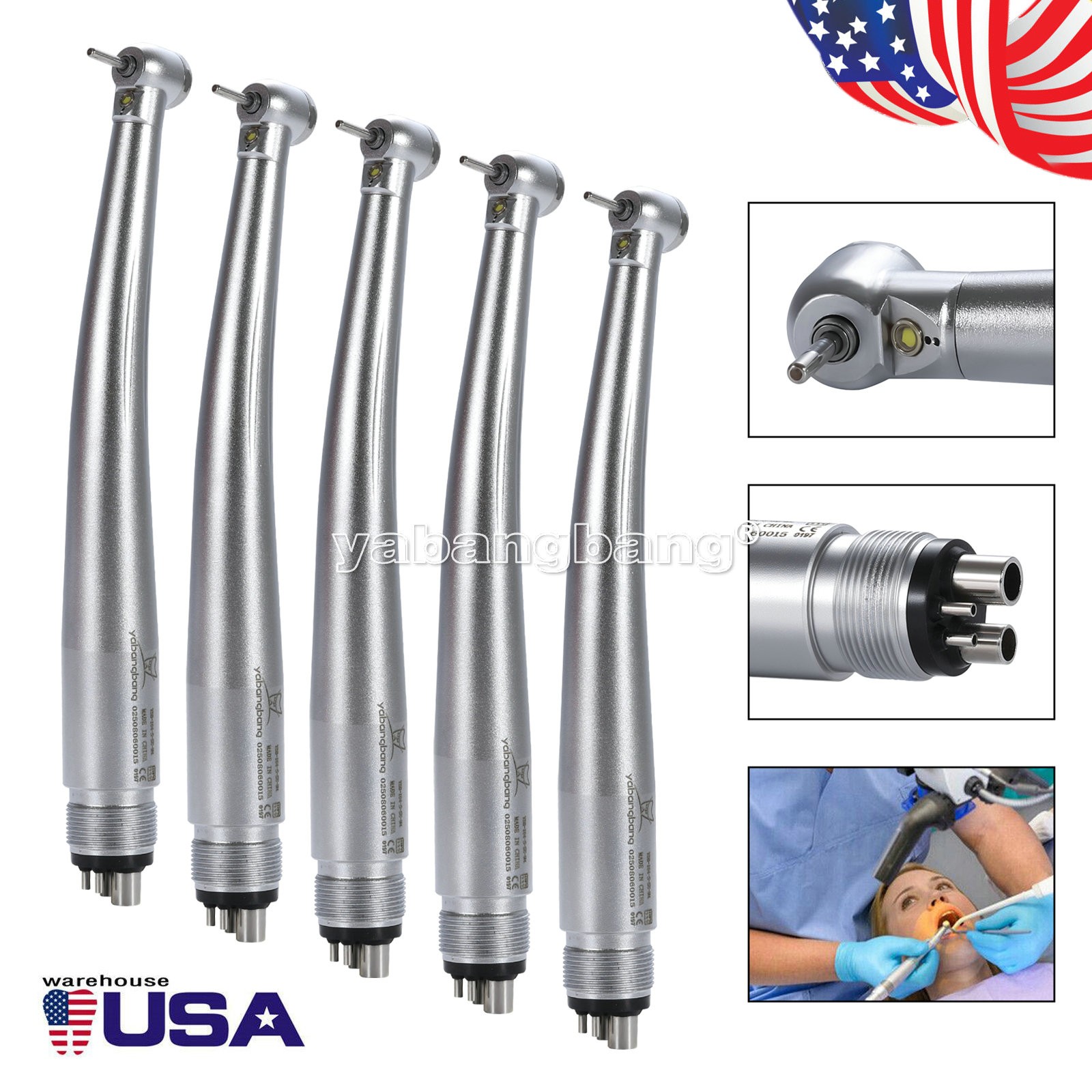 1-10 Dental E-generator LED Fiber Optic Handpiece 4Holes Mini Head Pediatric Kid