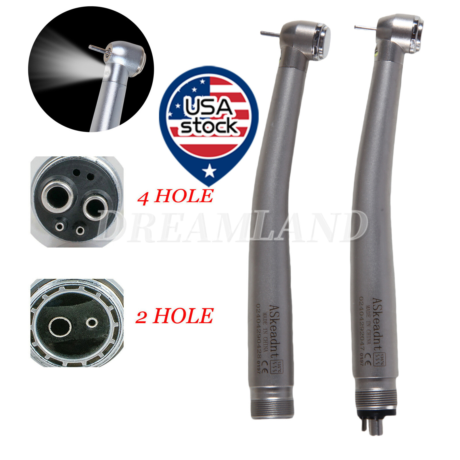 NSK Style Dental Fiber Optic LED E-generator High Speed Handpiece 2/4Holes
