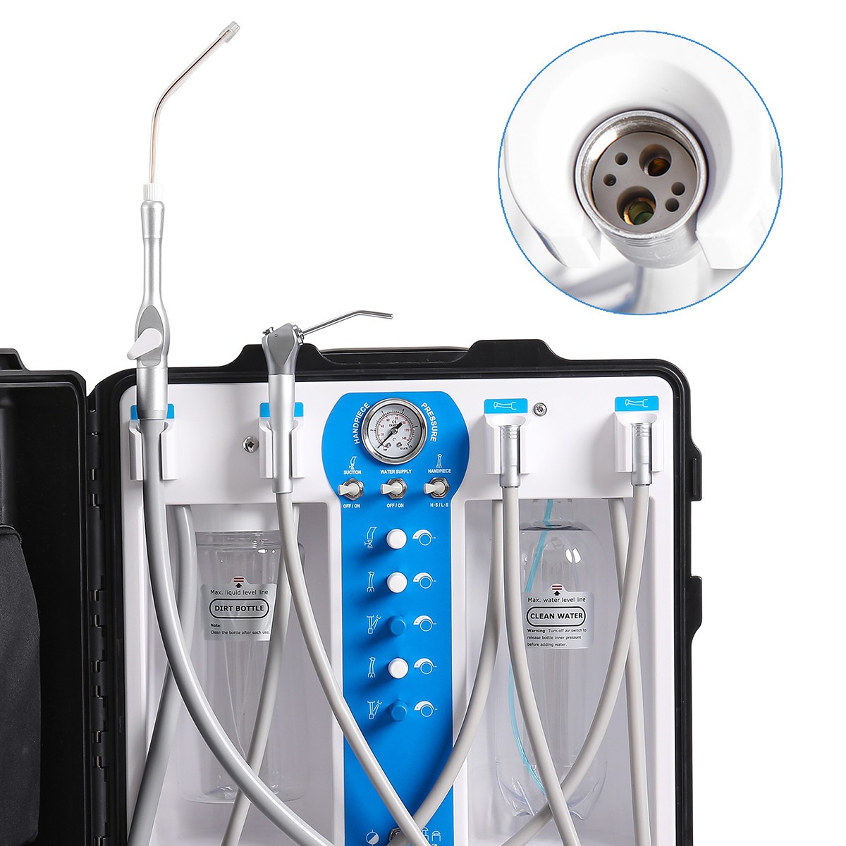Portable Mobile Dental Delivery Unit Air Compressor Syringe Suction 4Hole /Chair