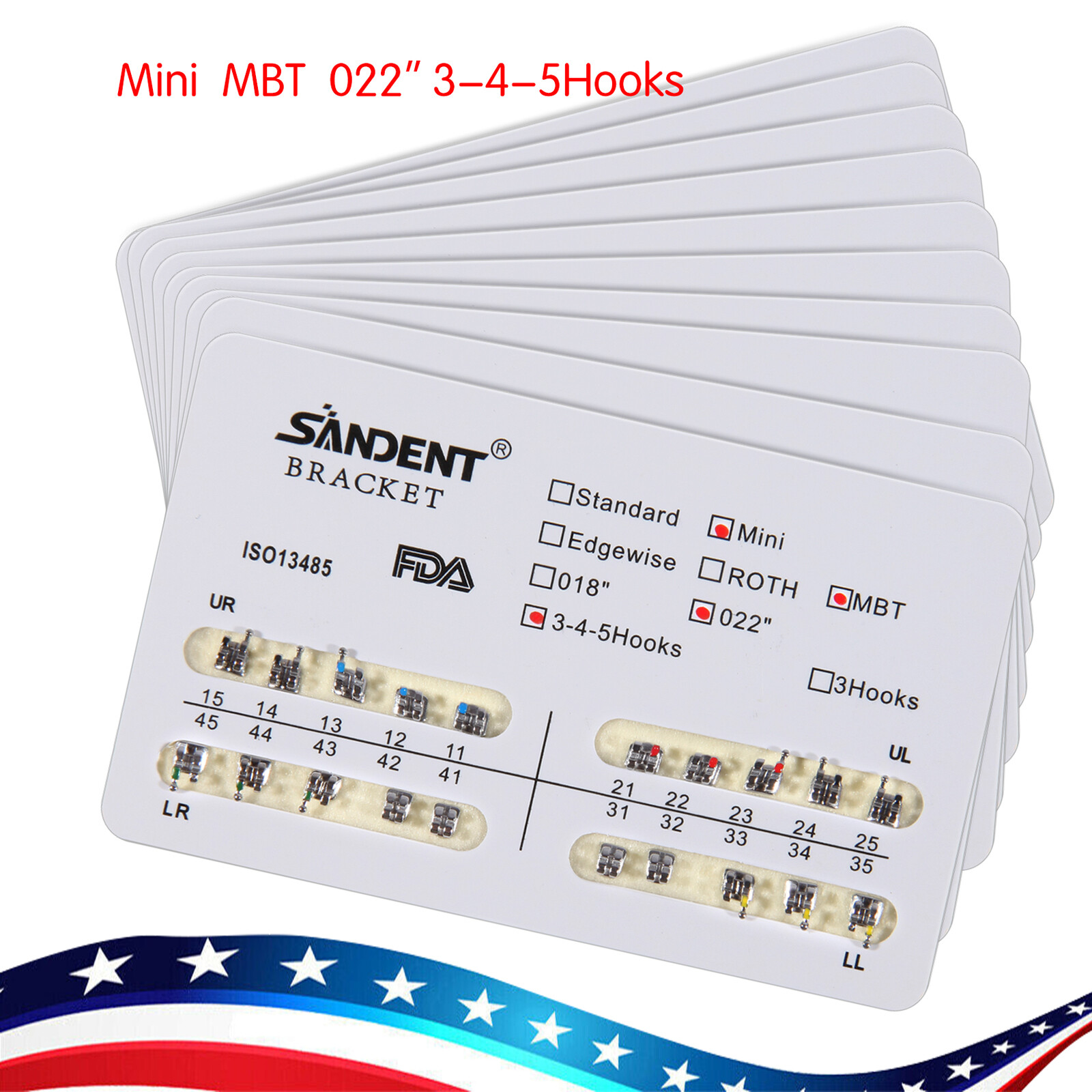 10-200Pack Orthodontic Dental Brackets Braces Mini MBT.022 Slot Hooks 345 #1