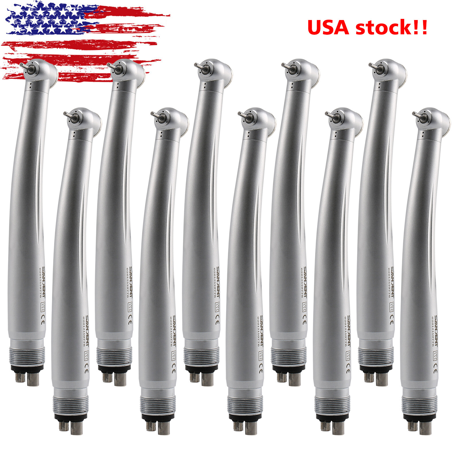 10X SANDENT Turbine Dental Fast High Speed Handpiece 4 Hole Clean Head USA
