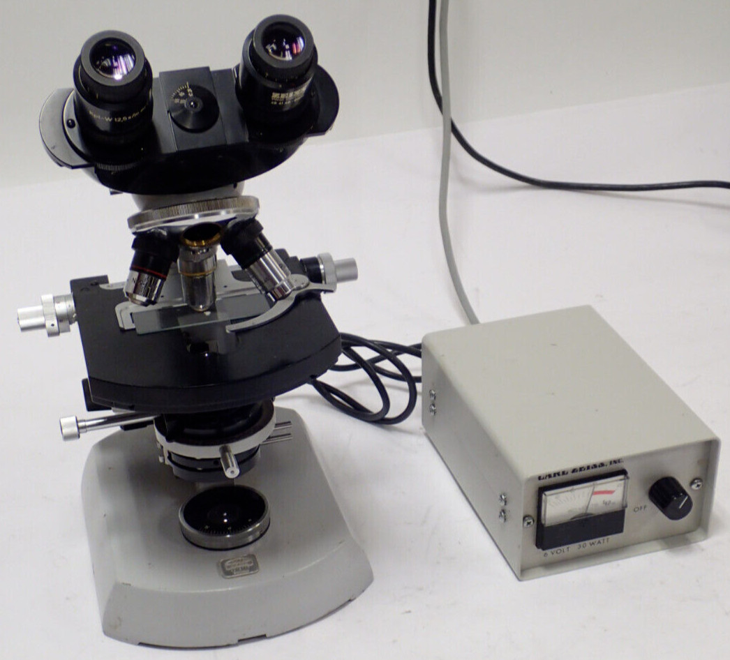 CARL ZEISS BINOCULAR MICROSCOPE + Neofluar 6,3/0,20 160/- OBJECTIVE+872E 6V PWR
