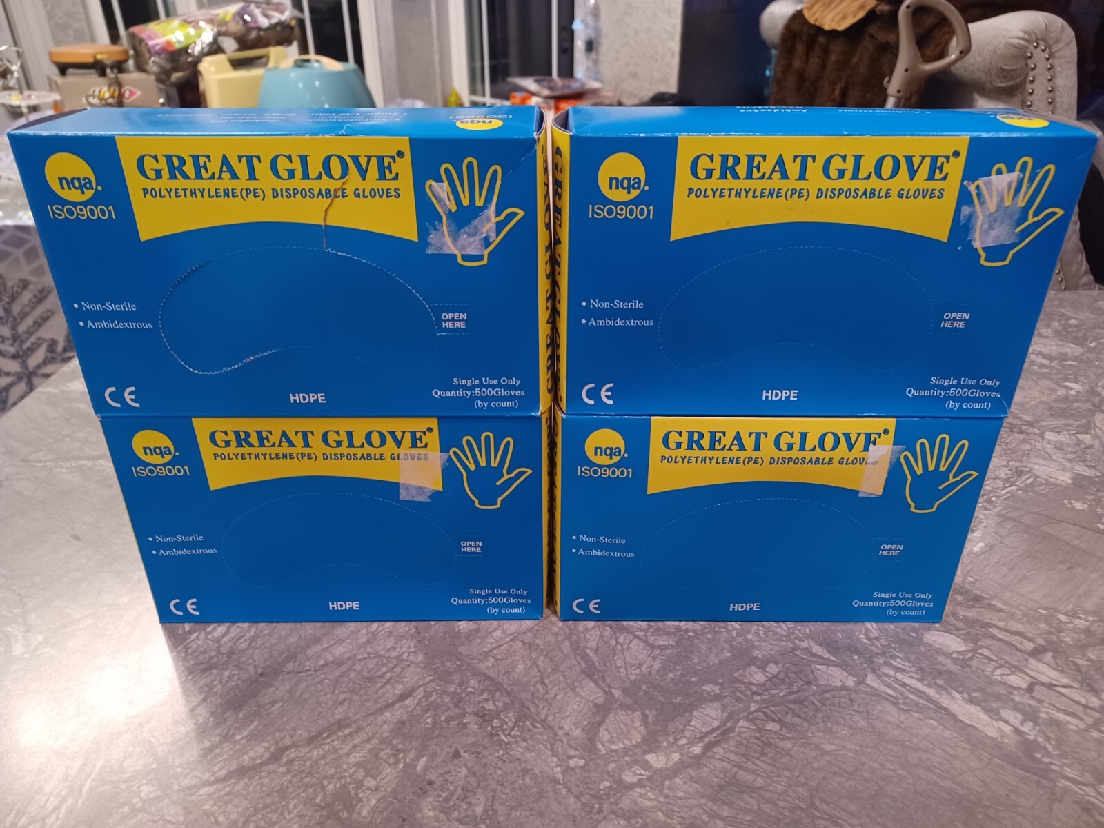 Polyethylene Gloves 4 Boxes- Total of 2000 Gloves- Great for Food Service-Sealed