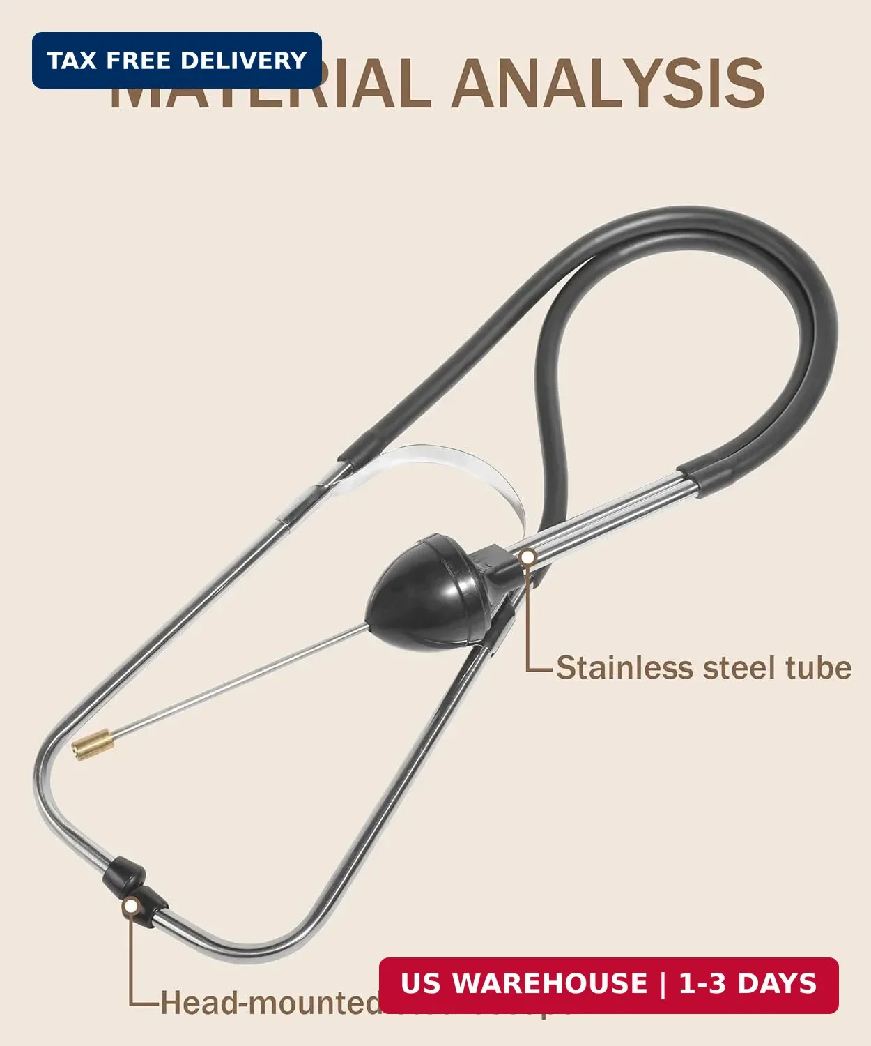 Automotive Engine Stethoscope, Mechanics Stethoscope Kit Black