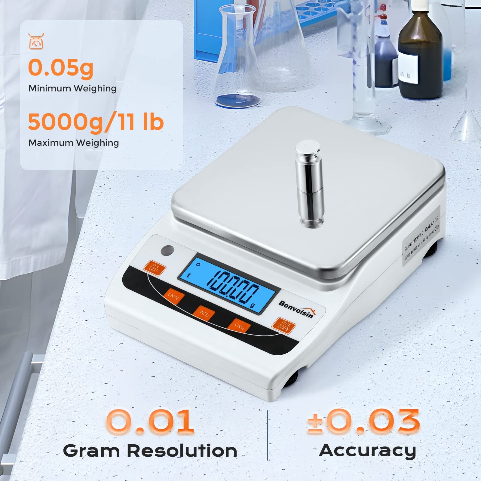 Lab Scale 5000g/0.01g High Precision Laboratory Scientific Scale 5000g, 0.01g
