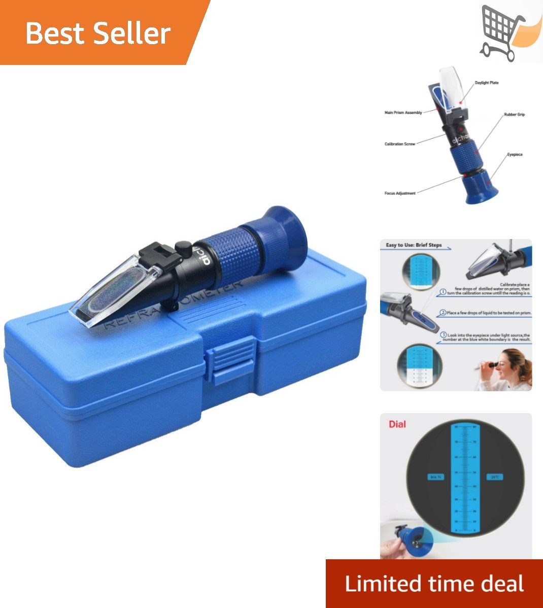 0-80% Brix Refractometer Sugar Content Tester for Fruit Honey Maple Syrup