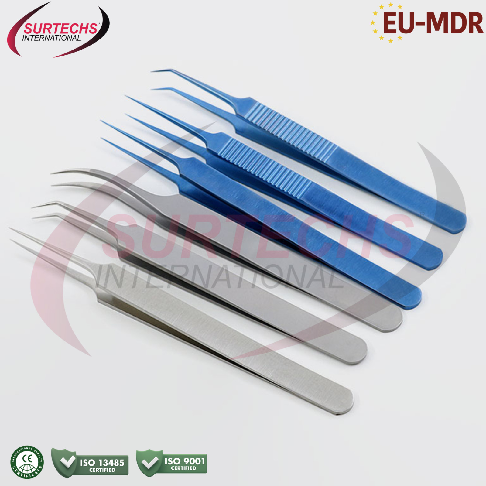 Hair Transplant Eyelash Forceps Set 6 pcs 3 Titanium 3 Stainless Steel FUE Tools