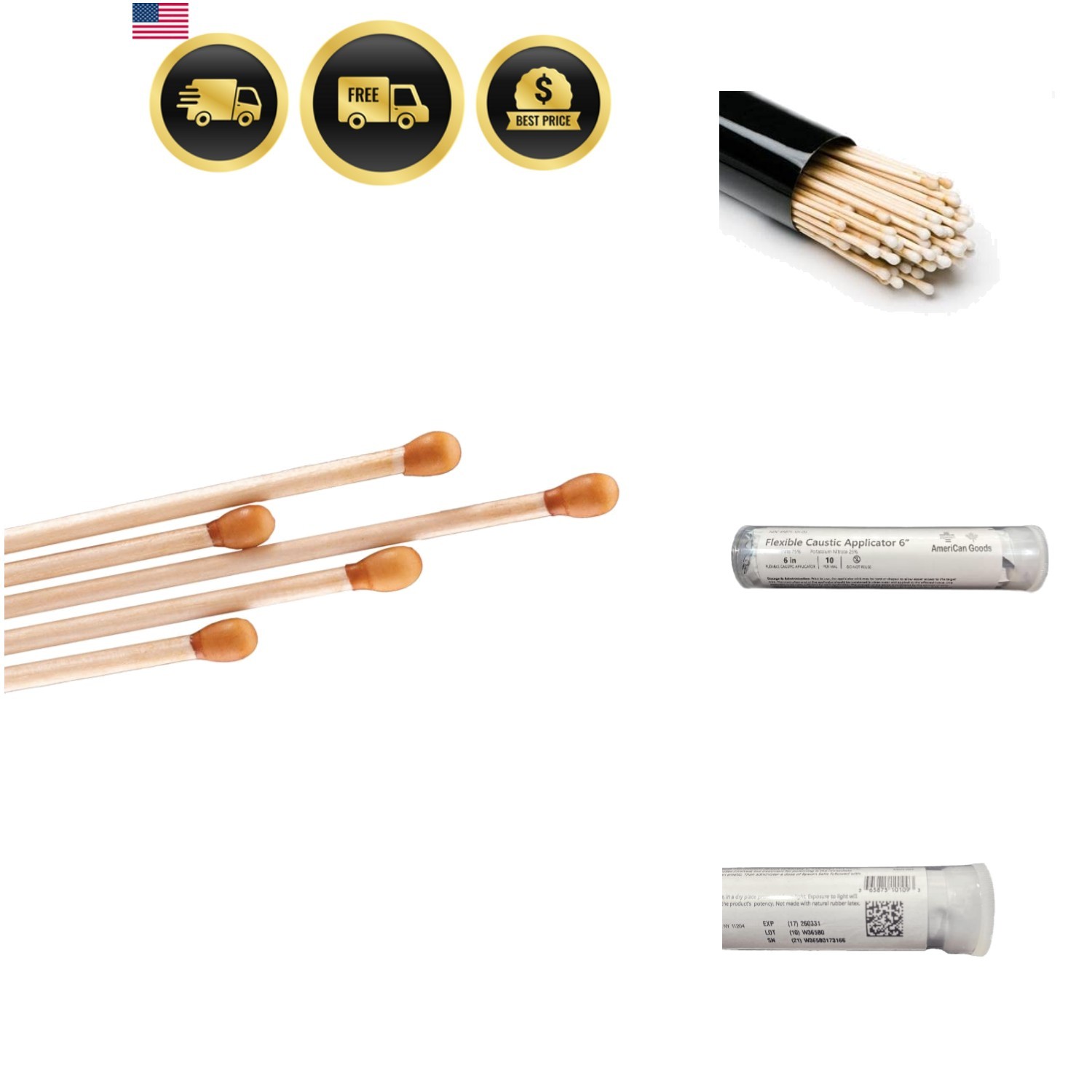 Silver Nitrate Wooden Caustic Sticks Applicator 10/PS