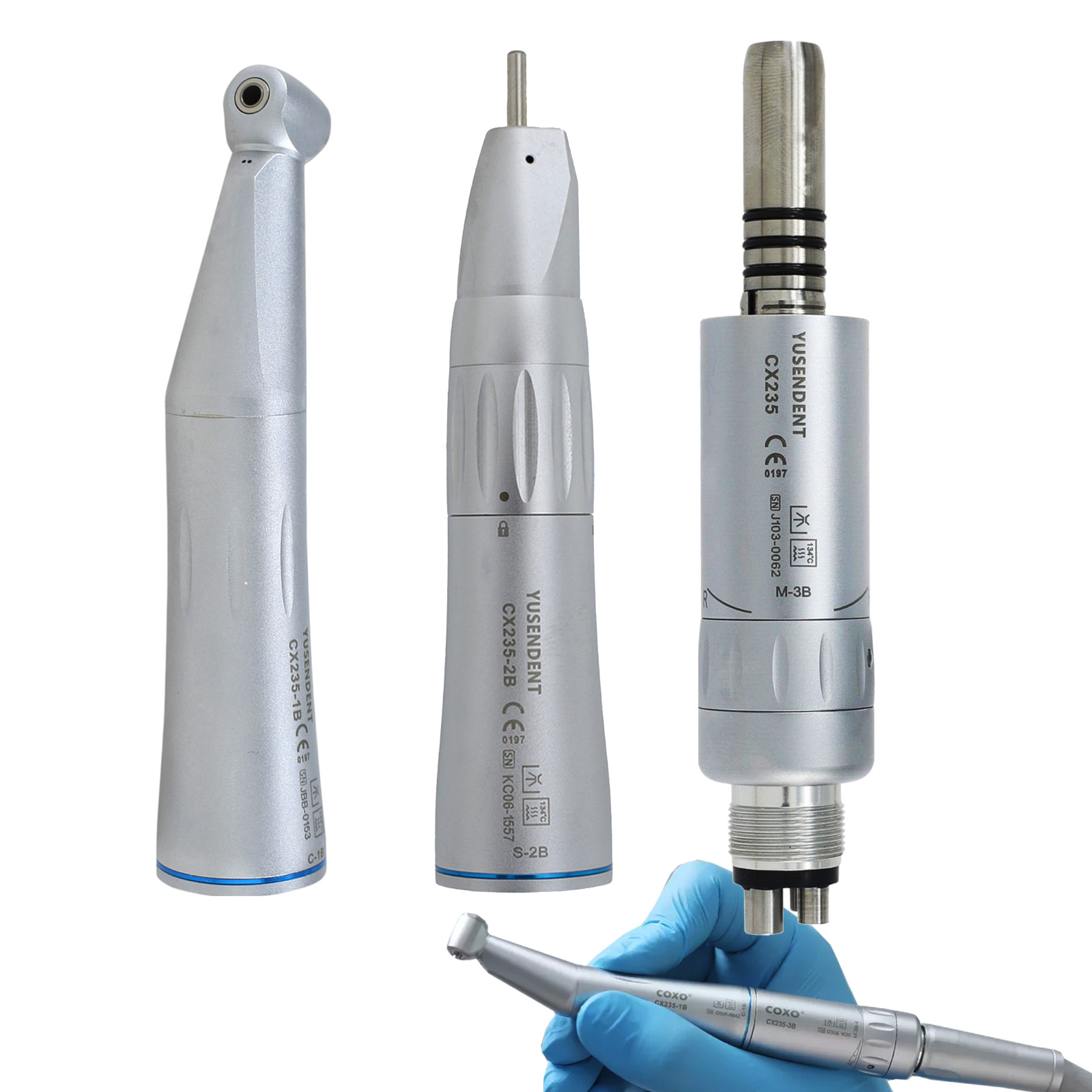 COXO Dental Low Speed Handpiece Kit Contra Angle Straight Air Motor 4Hole KAVO