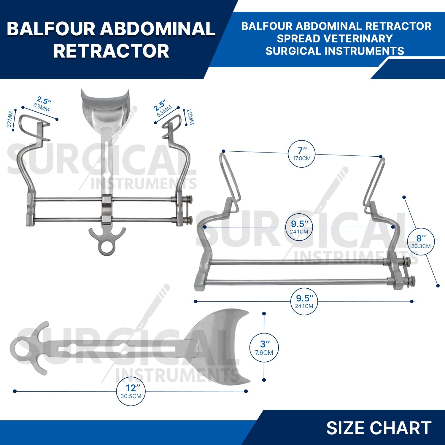 New Balfour Abdominal Retractor Surgical Instruments 7″ Stainless German Grade