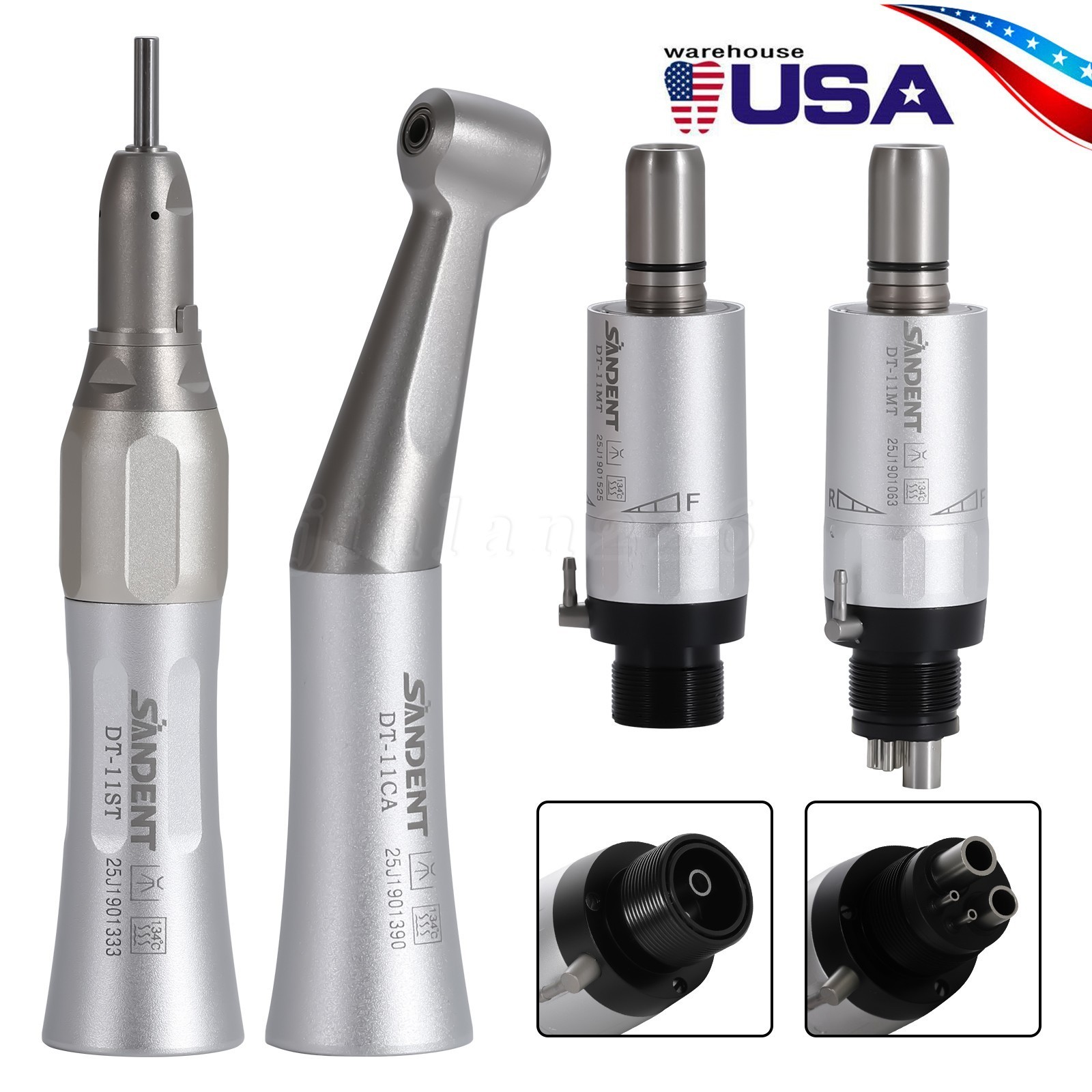 SANDENT Dental Slow Low Speed Handpiece Straight Contra Angle Air Motor 4/2Holes
