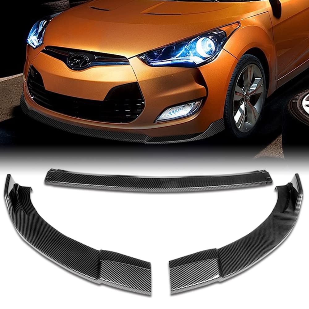Front Bumper Lip Spoiler Carbon Fiber ABS 2012-2017 Hyundai Veloster Base Model
