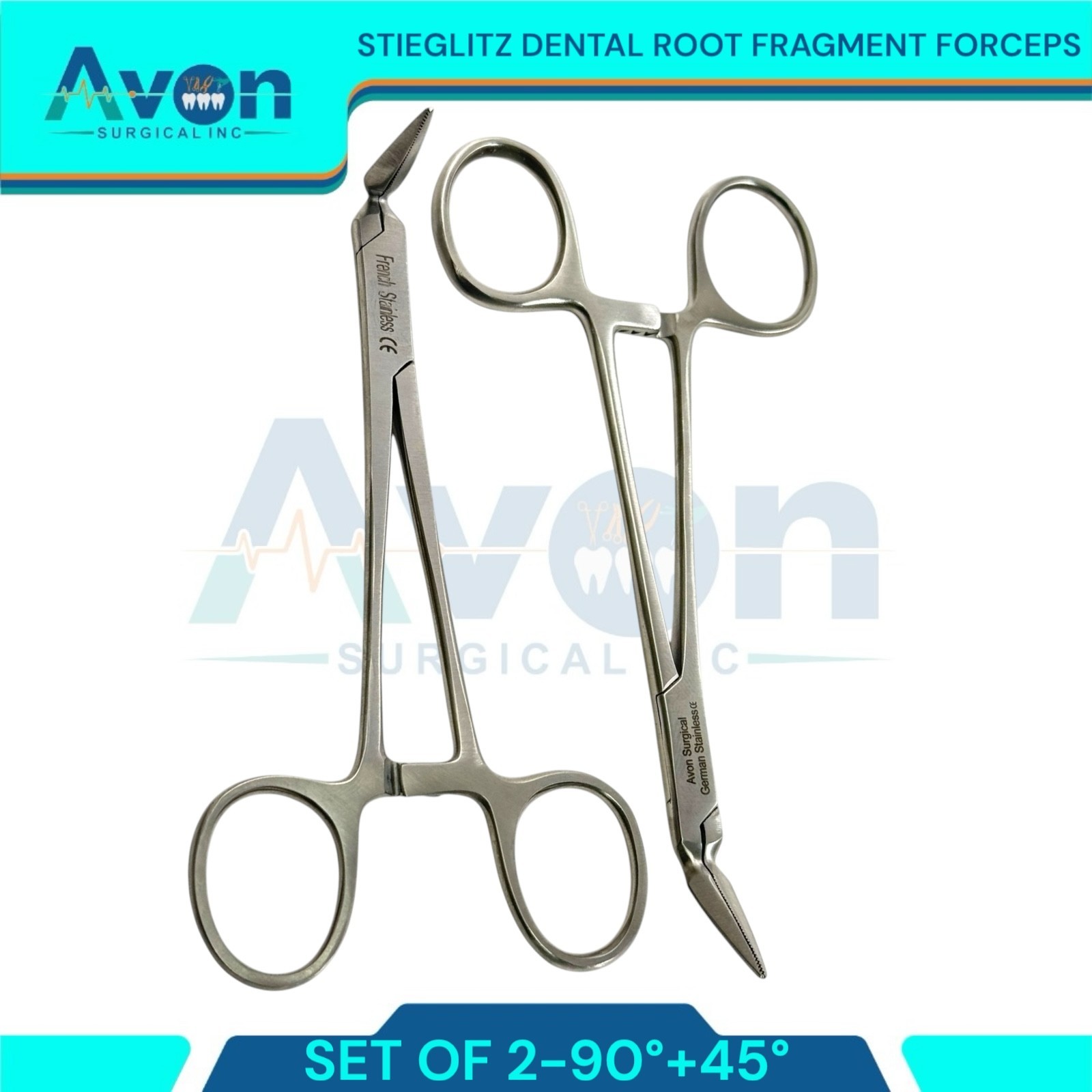 45 & 90 Degree Angled Dental Splinter Root Fragment Forceps Clamps – 2PK