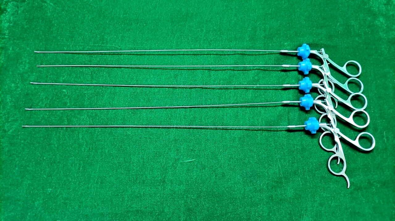 5pc Hysteroscopy Urology Semi Rigid Scissor 5FR Blue Rotar Reusable Instruments