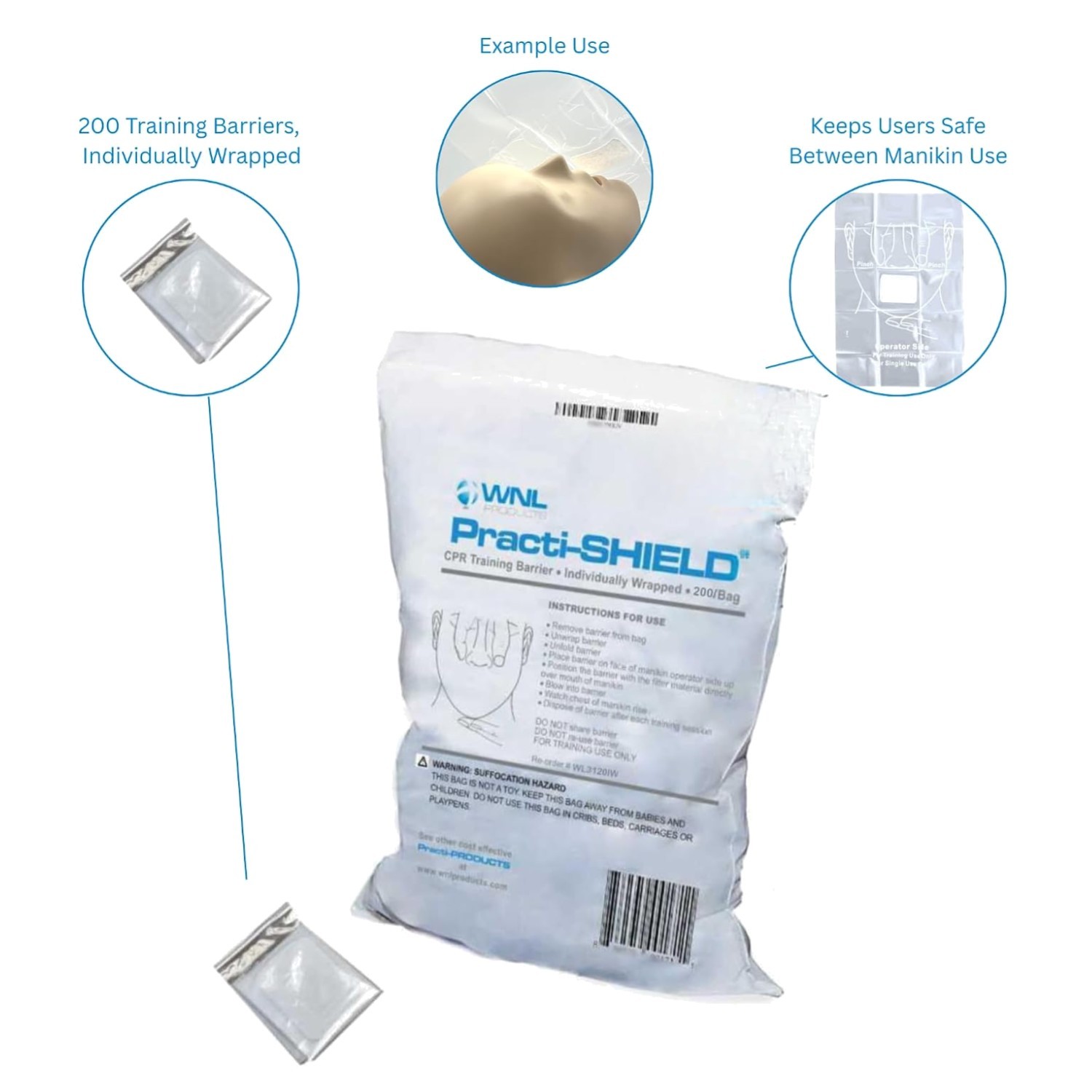 CPR Training Face Shields – Single Use, Individually Wrapped