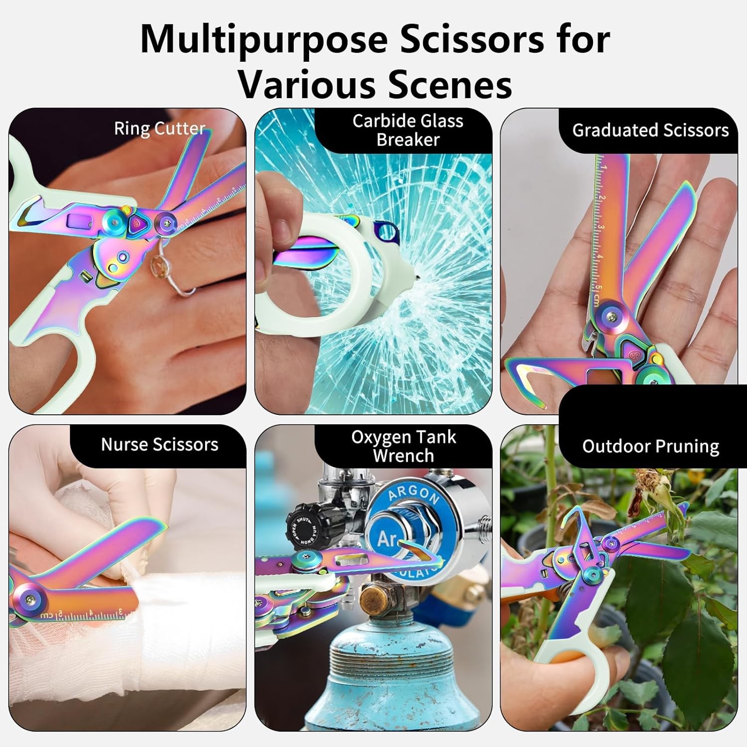 6 in 1 Multi-function Trauma Shears with Strap Cutter and Glass Breaker, with…