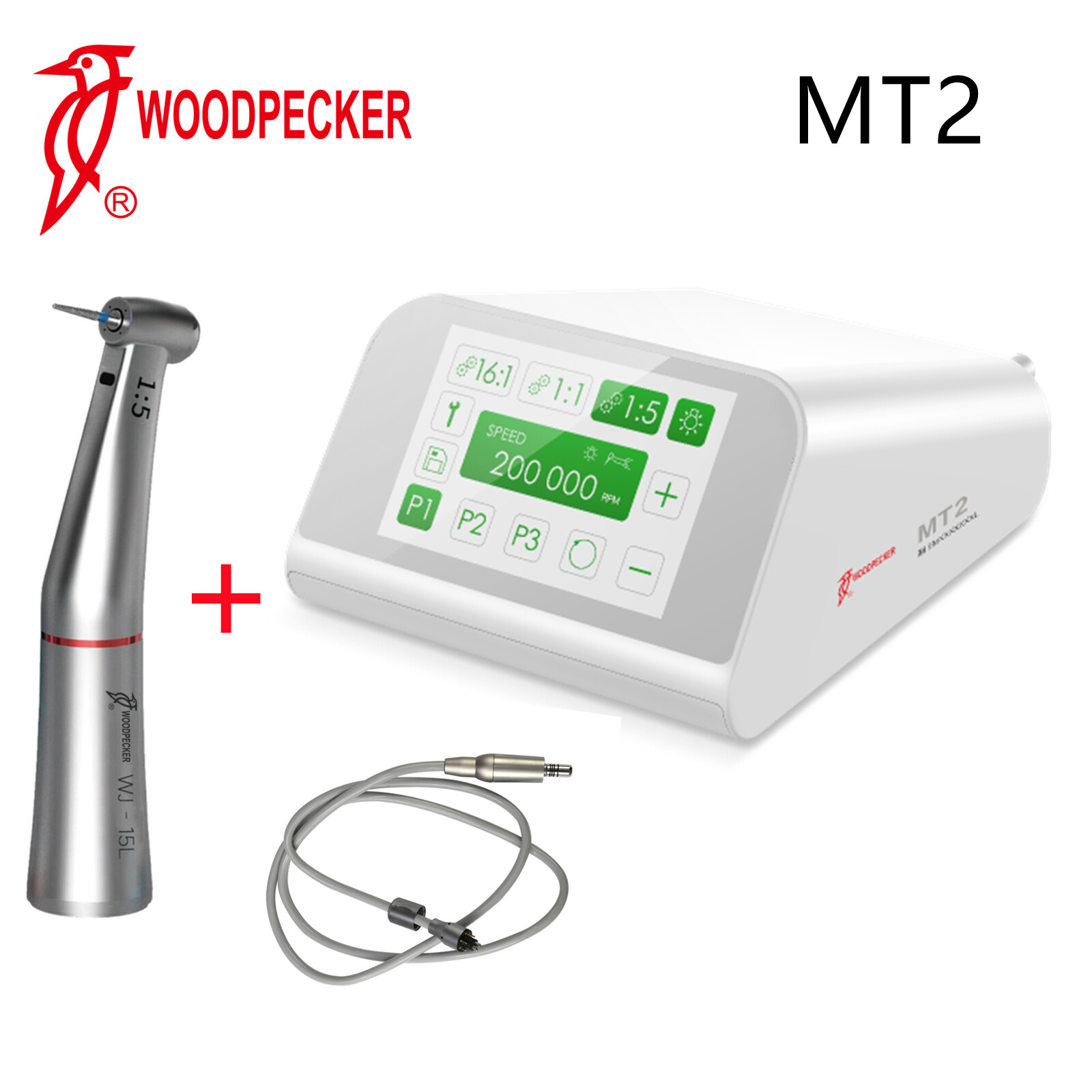 Woodpecker MT2 Dental Brushless LED Electric Motor + 1:5 Contra Angle Handpiece